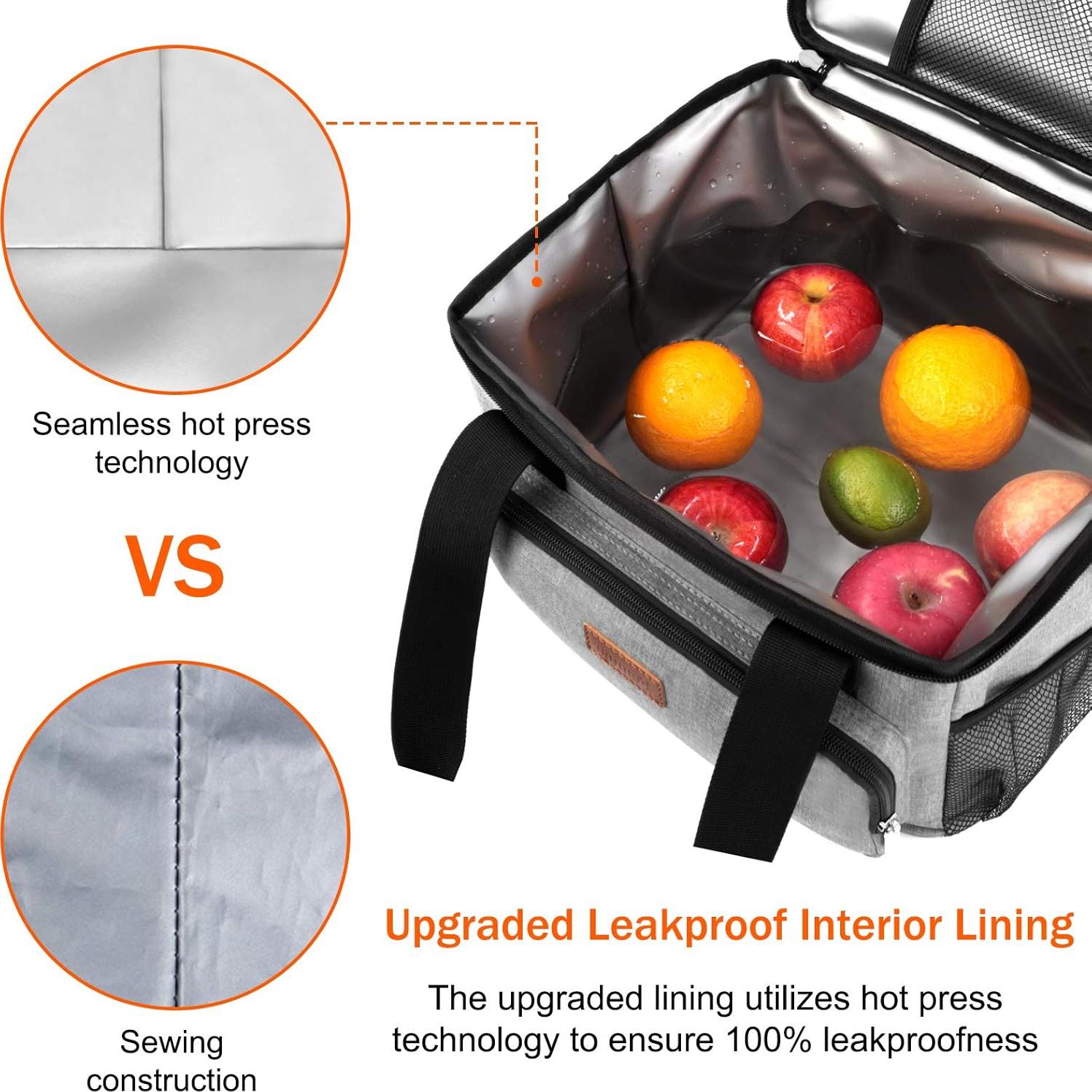 Bolsa de Almuerzo Aislada Femuar 15L Gris para Oficina y Picnic