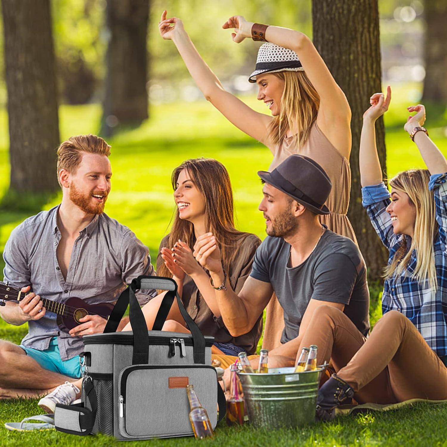 Bolsa de Almuerzo Aislada Femuar 15L Gris para Oficina y Picnic