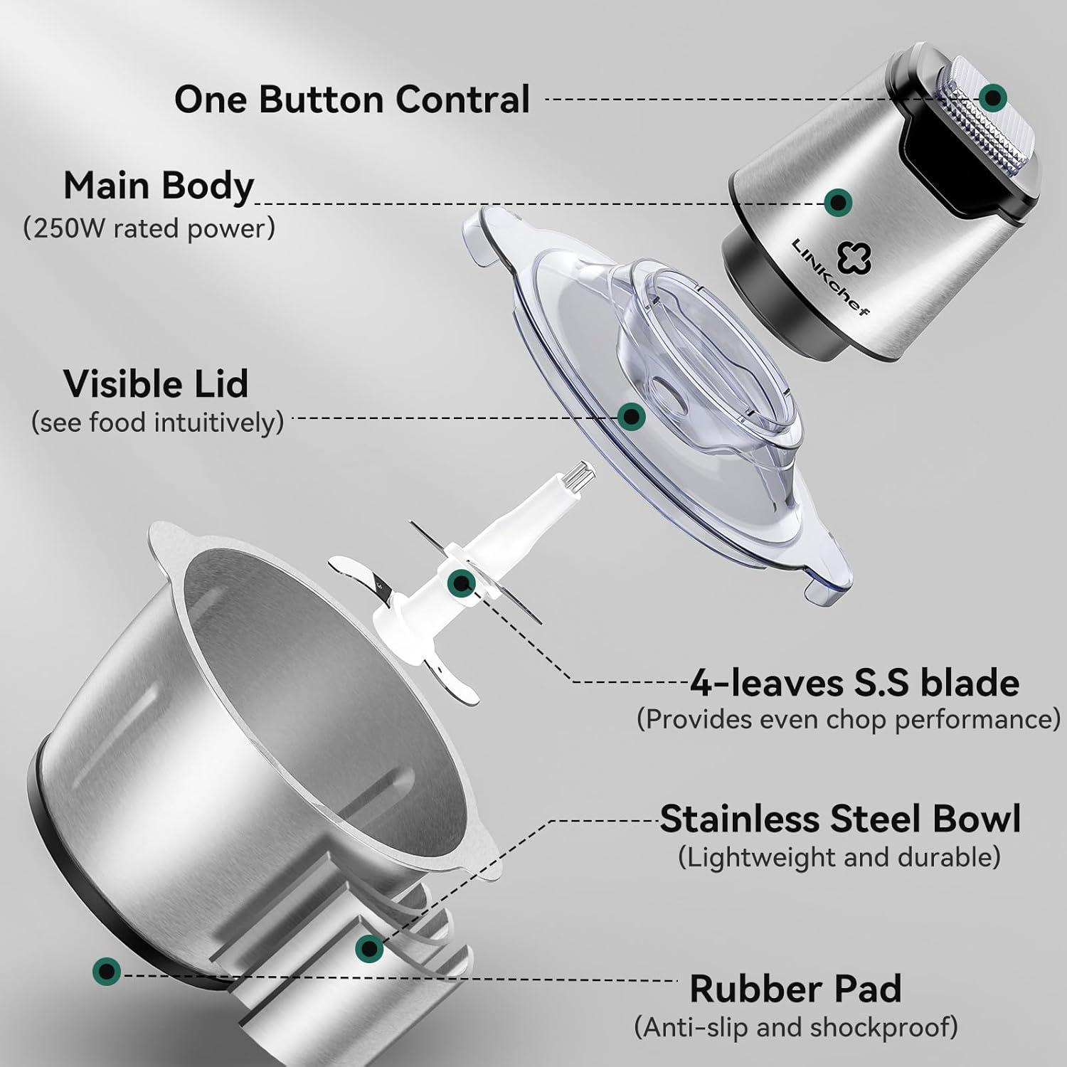 Picadora de Alimentos LINKChef FC5440 1.2L 250W Acero Inoxidable