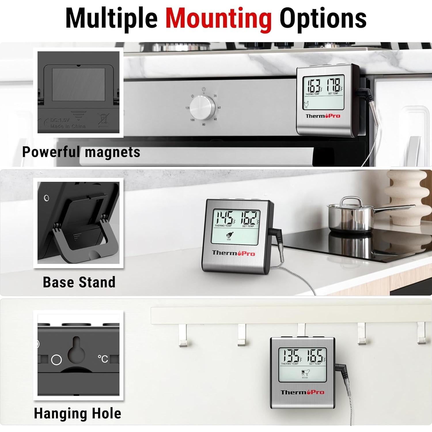 Termómetro Digital de Cocina ThermoPro TP16 con Sonda de Acero Inoxidable