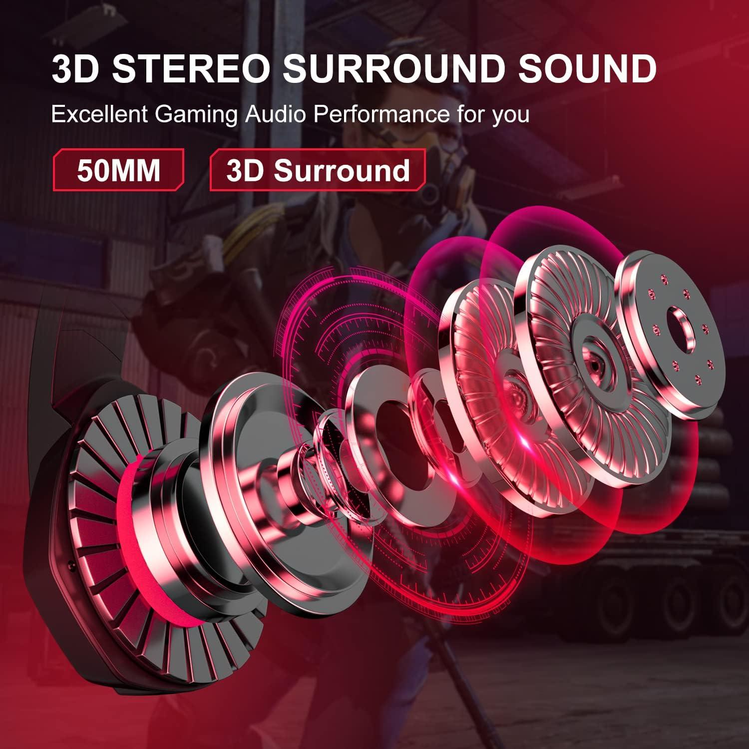 Auriculares Gaming PHOINIKAS H1 7.1 Sonido Surround Rojo