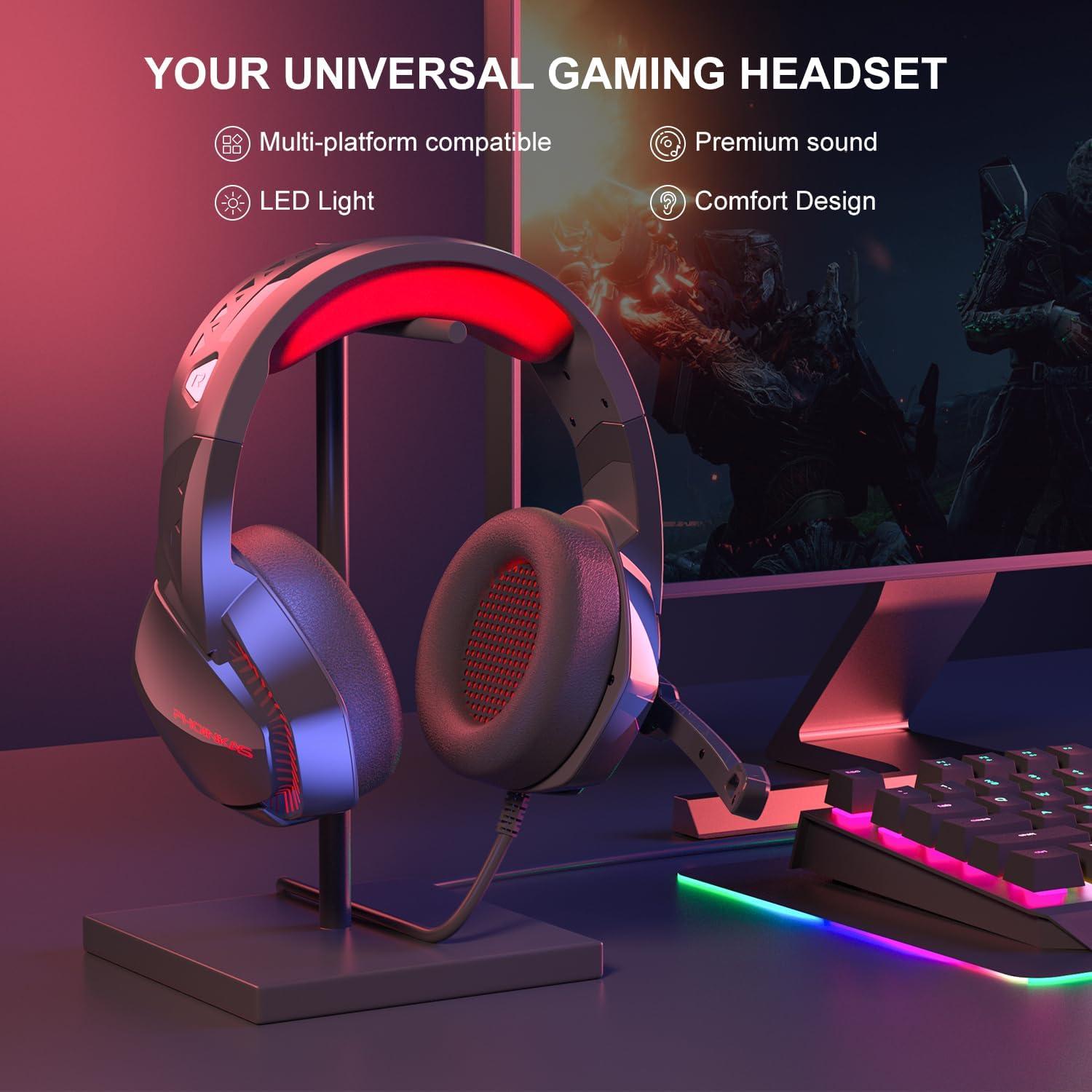 Auriculares Gaming PHOINIKAS H1 7.1 Sonido Surround Rojo