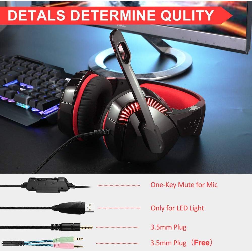 Auriculares Gaming PHOINIKAS H1 7.1 Sonido Surround Rojo