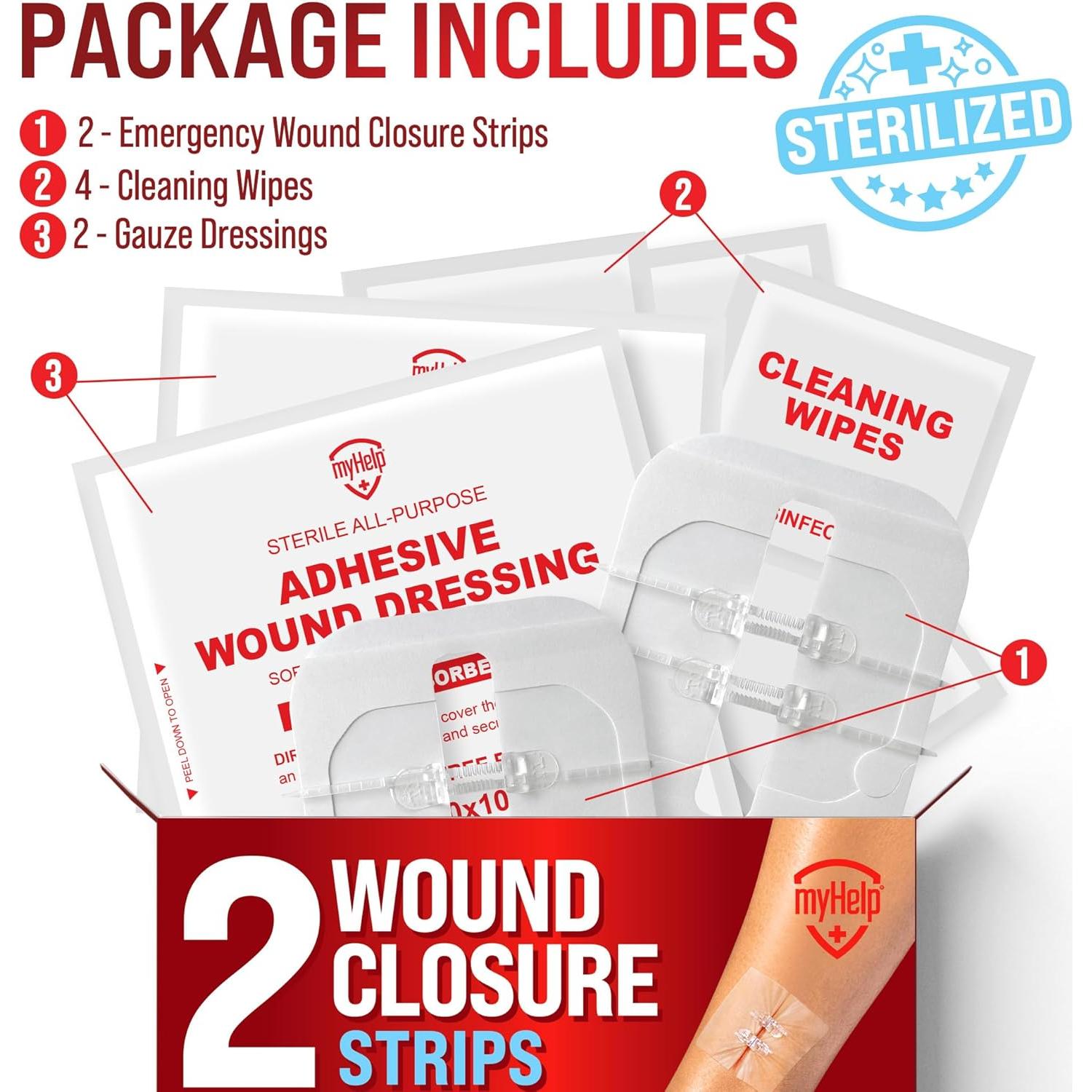 Tiras de Cierre de Heridas MyHelp - 2 Pack - Vendajes en Mariposa