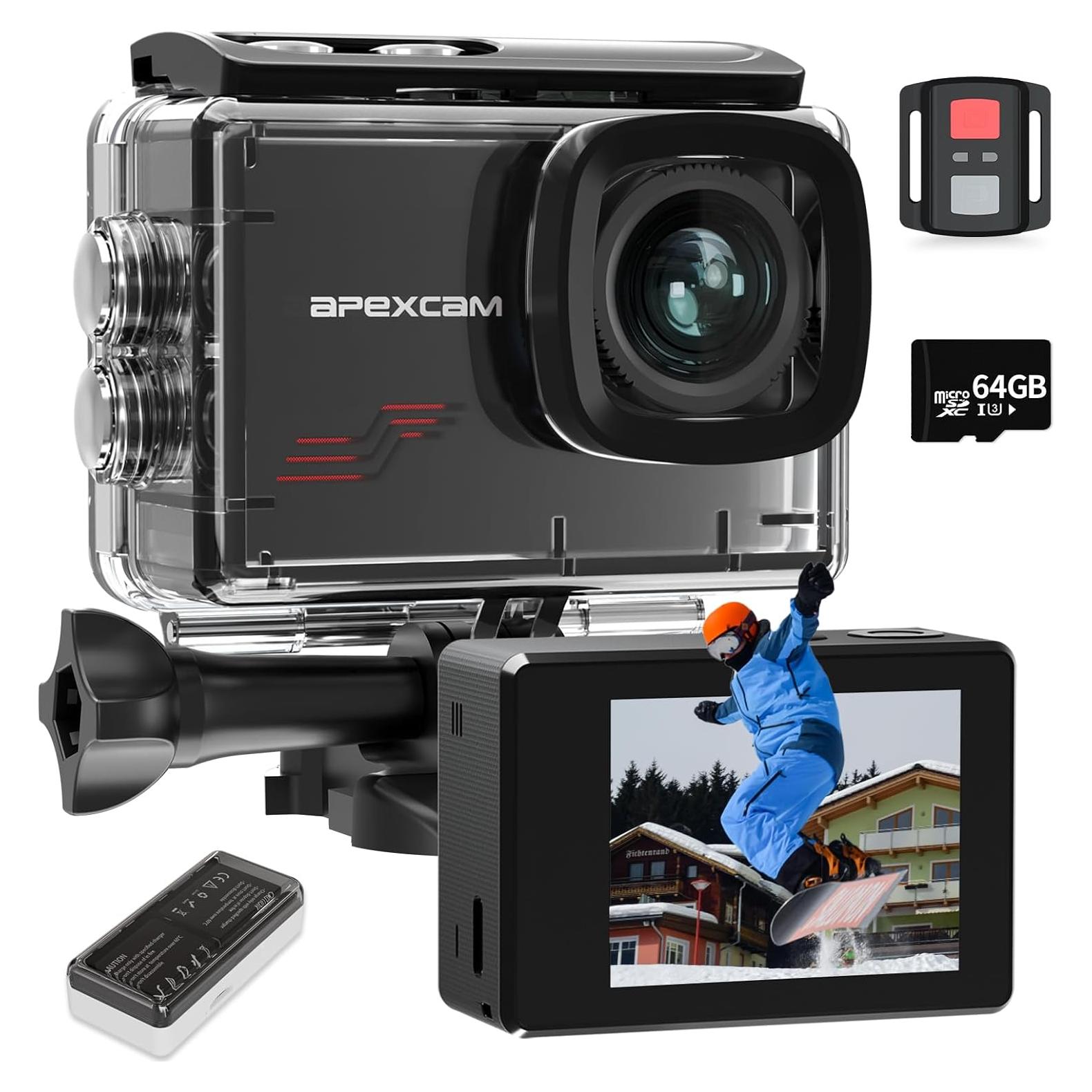 Cámara de Acción Apexcam M80 4K 60FPS 48MP con Tarjeta 64GB