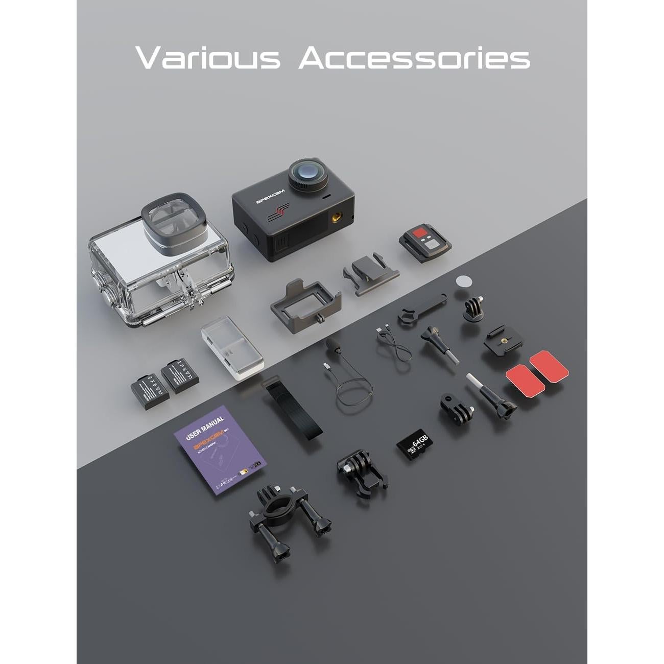 Cámara de Acción Apexcam M80 4K 60FPS 48MP con Tarjeta 64GB