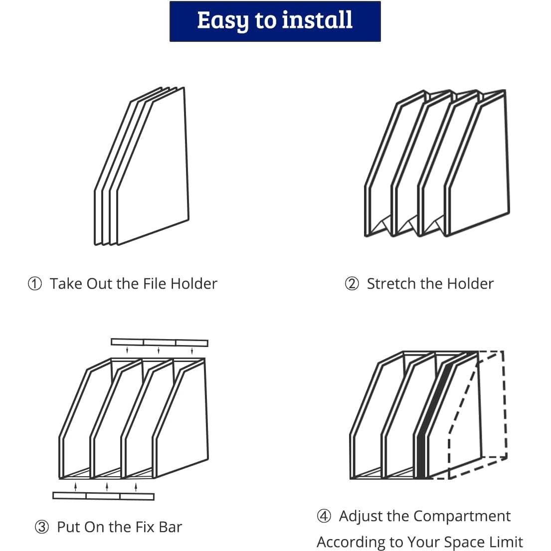 Soporte Colapsable para Revistas Marte Vanci 3 Compartimentos Negro
