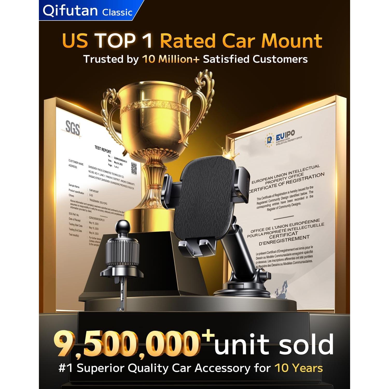 Soporte para Teléfono de Auto Qifutan Montaje en Tablero 10.2x7.6cm