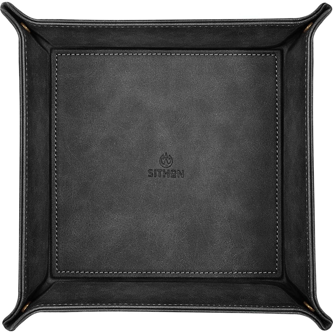 Bandeja Organizador de Escritorio SITHON de Cuero Negro 27x26.5cm