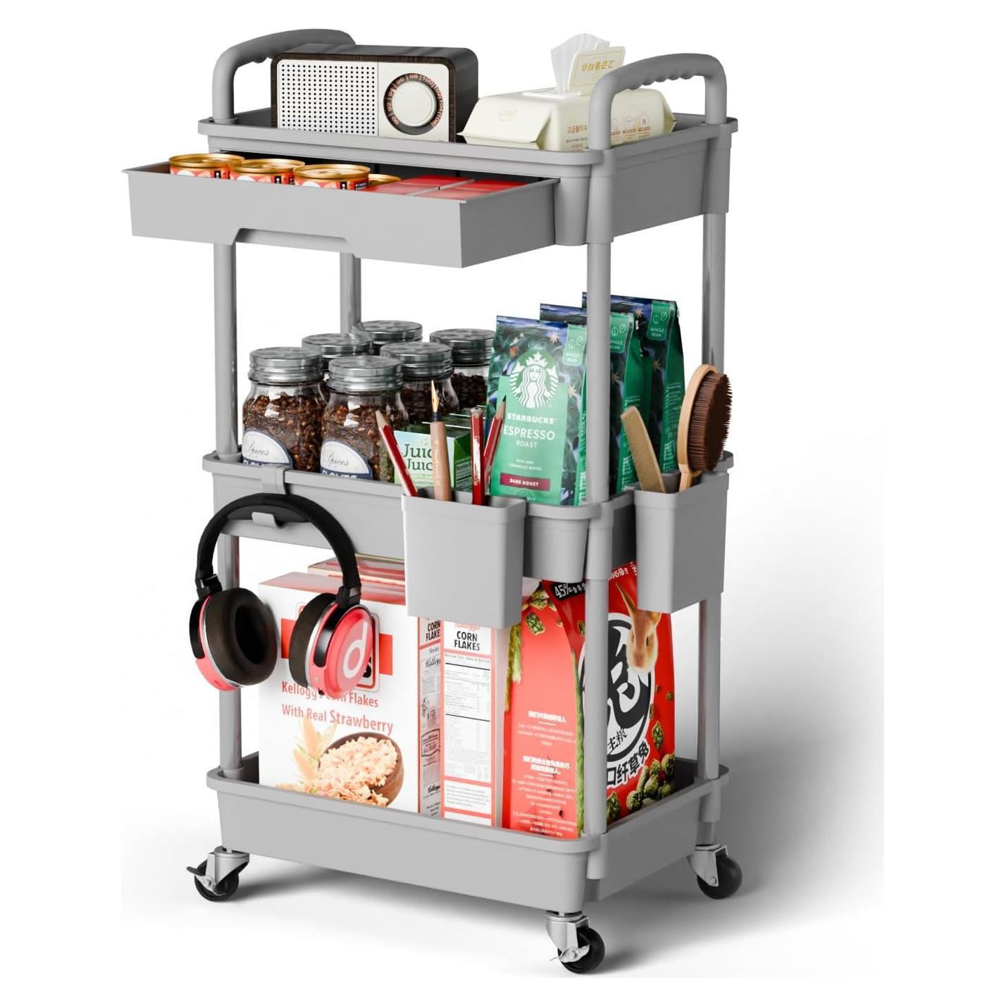 Carro Organizador Rodante Sorgion 3 Niveles Gris