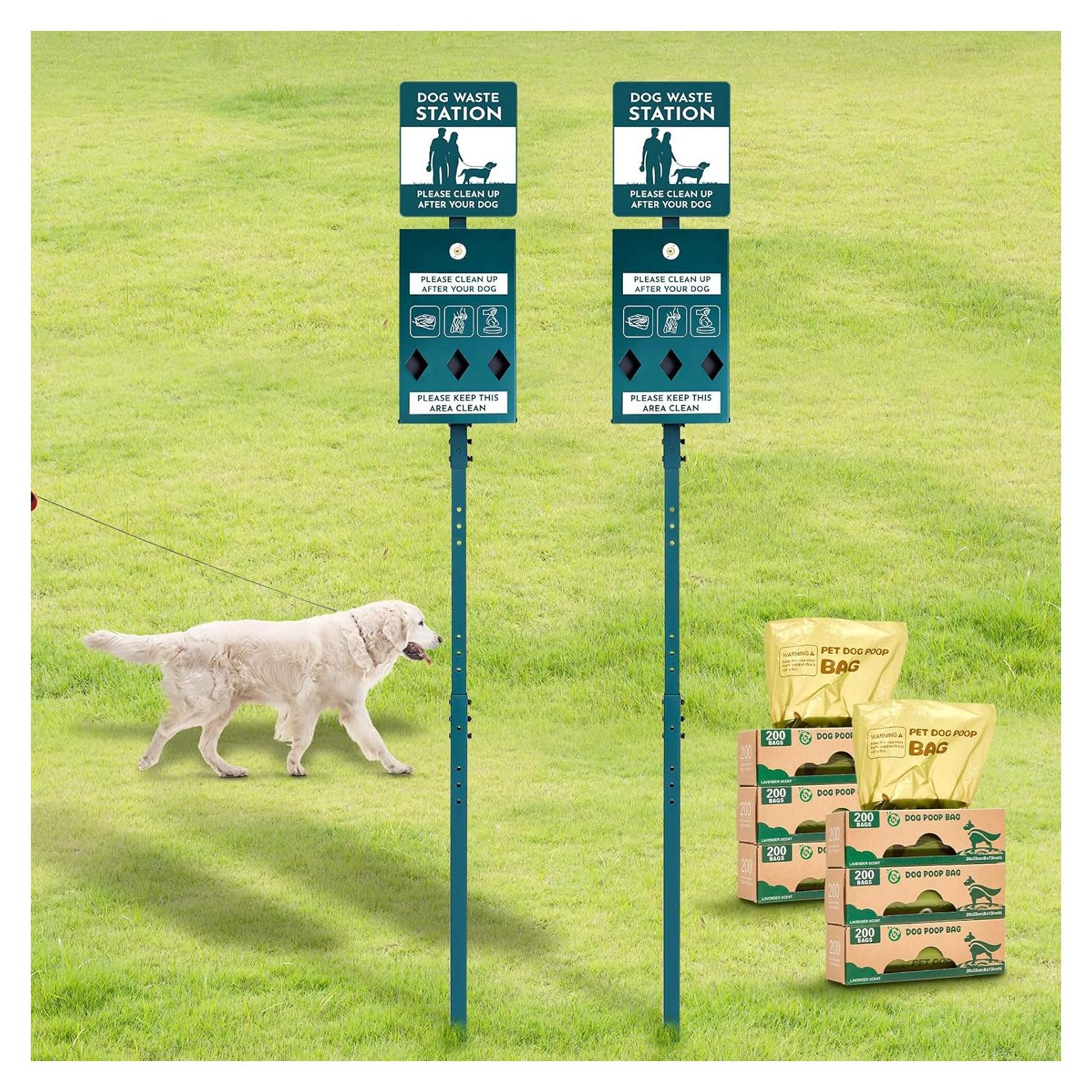 Estación de Desechos de Perro Qinyoung Acero Galvanizado 2 Pzas