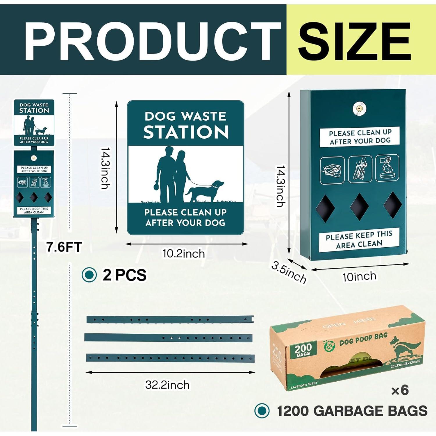 Estación de Desechos de Perro Qinyoung Acero Galvanizado 2 Pzas