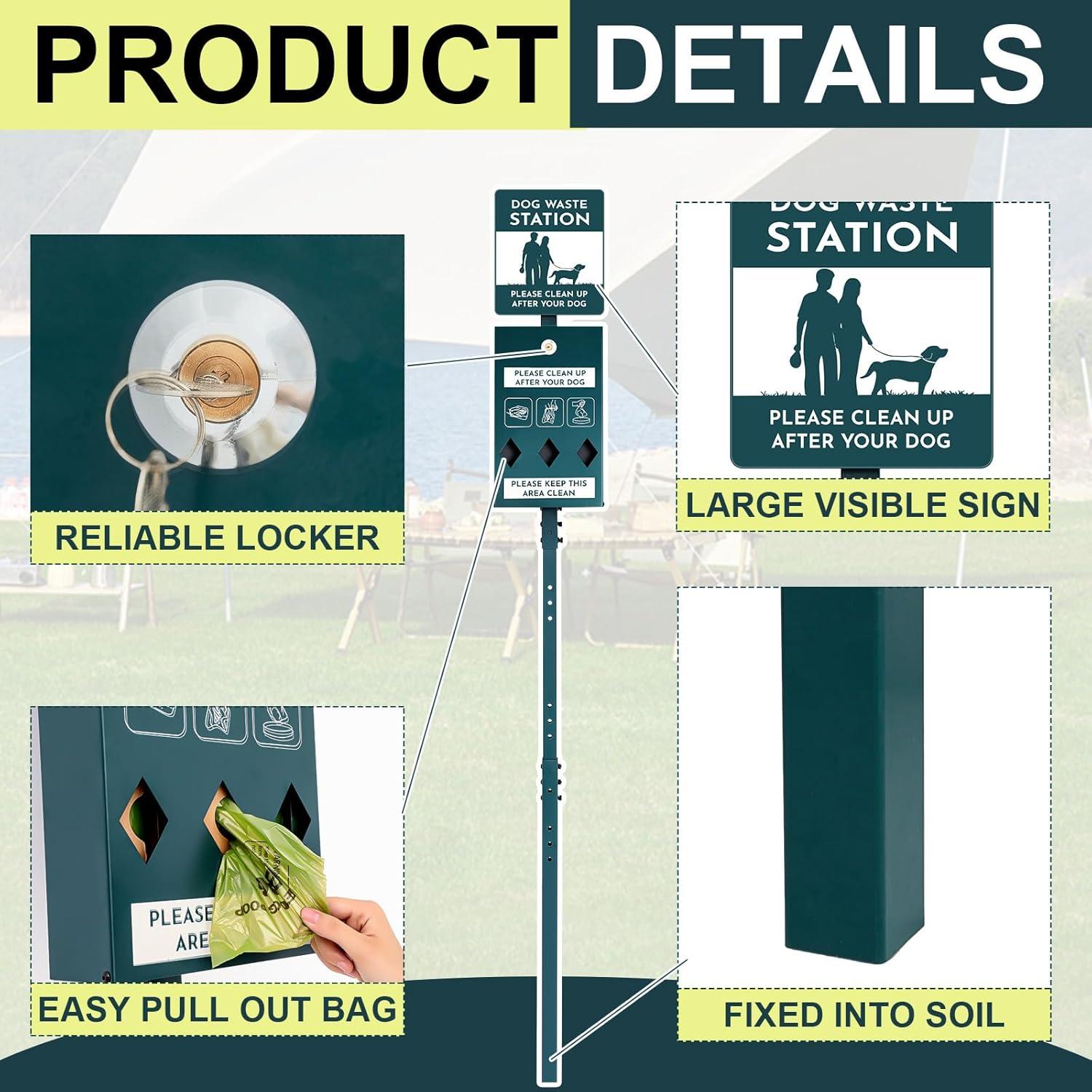 Estación de Desechos de Perro Qinyoung Acero Galvanizado 2 Pzas