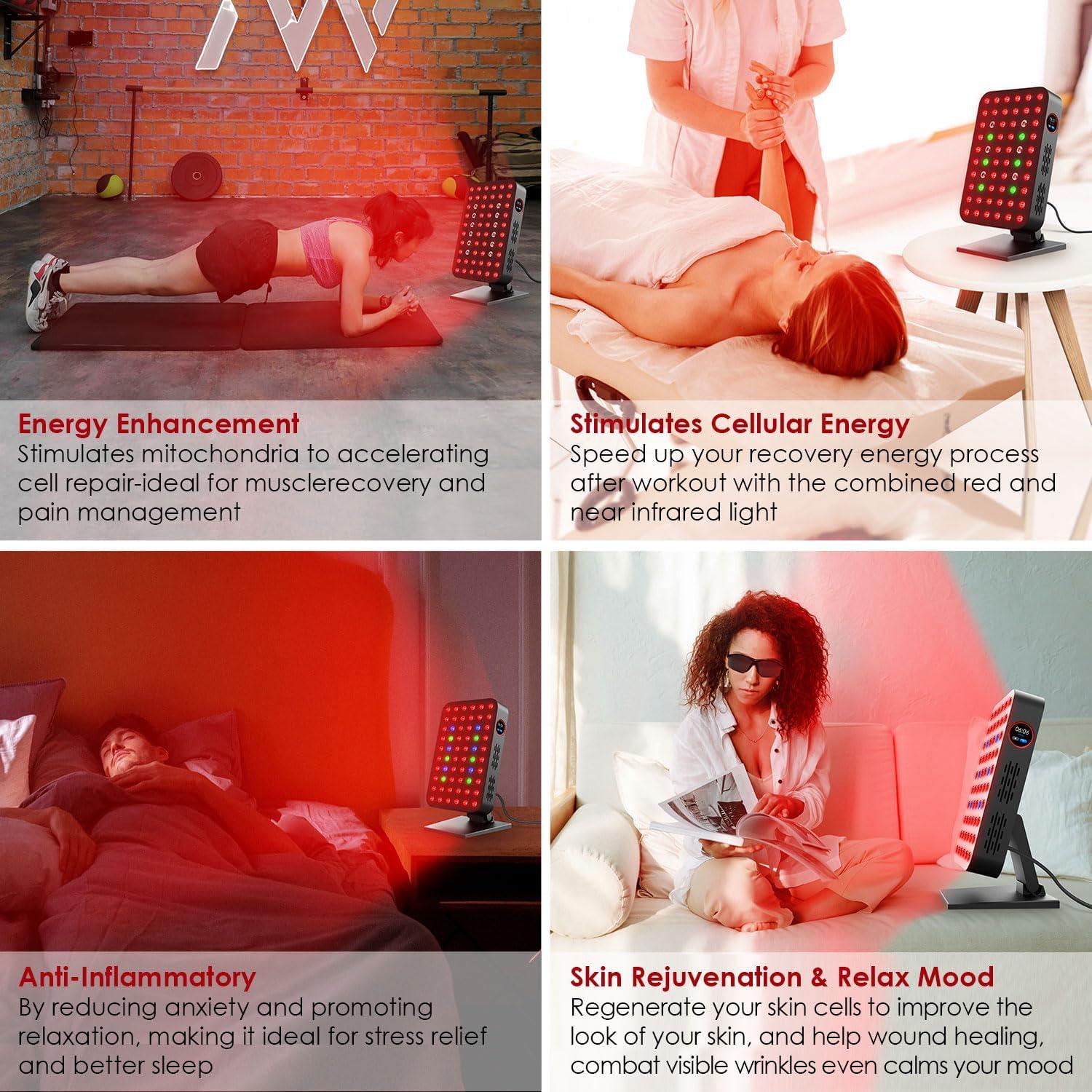 Panel de Terapia de Luz Roja Bioredrlt 300W 60 LEDs Doble Chip