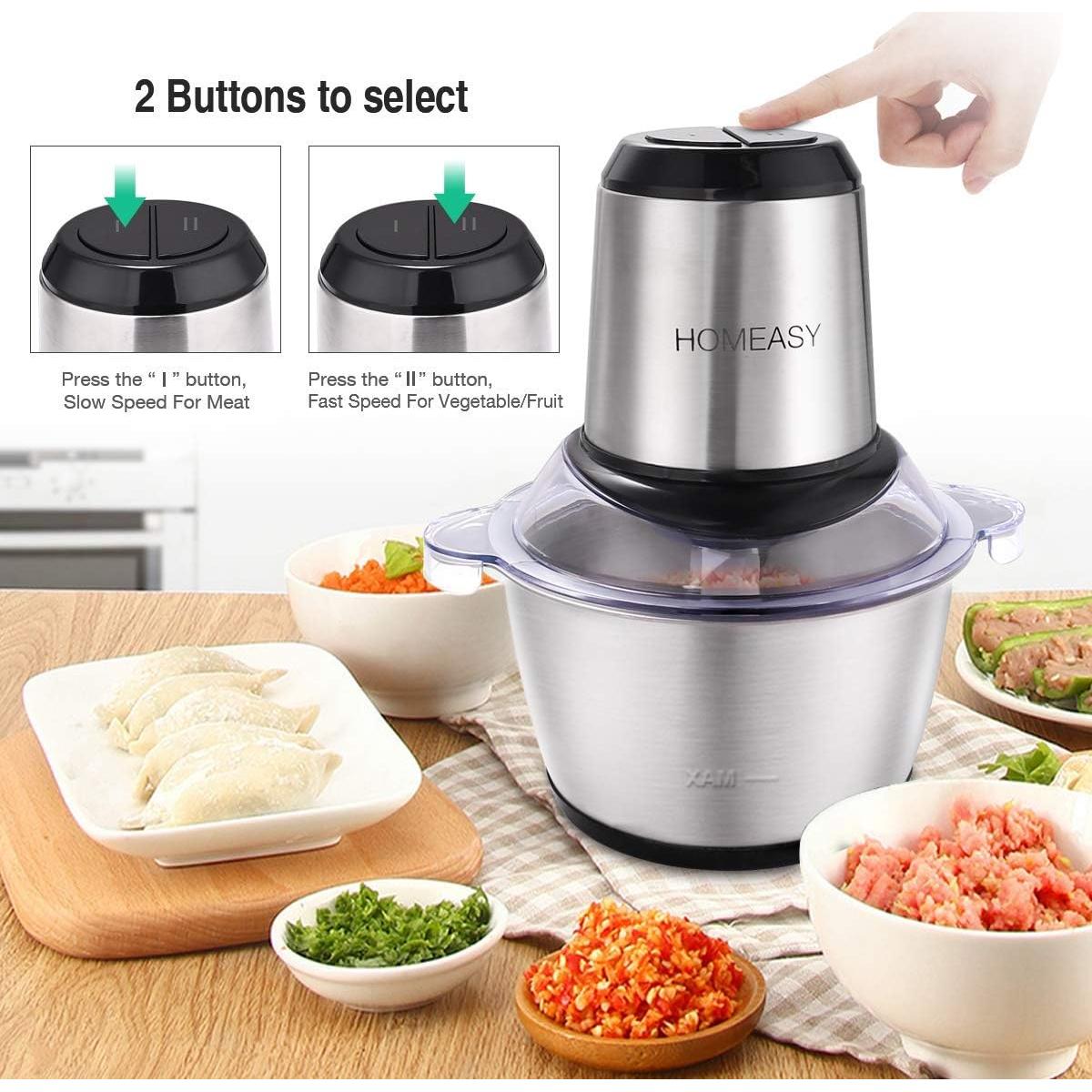 Picadora de Carne Eléctrica Homeasy 2L Acero Inoxidable 350W