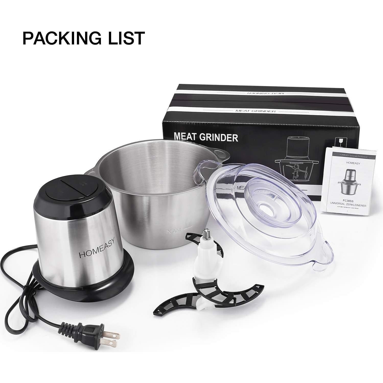 Picadora de Carne Eléctrica Homeasy 2L Acero Inoxidable 350W