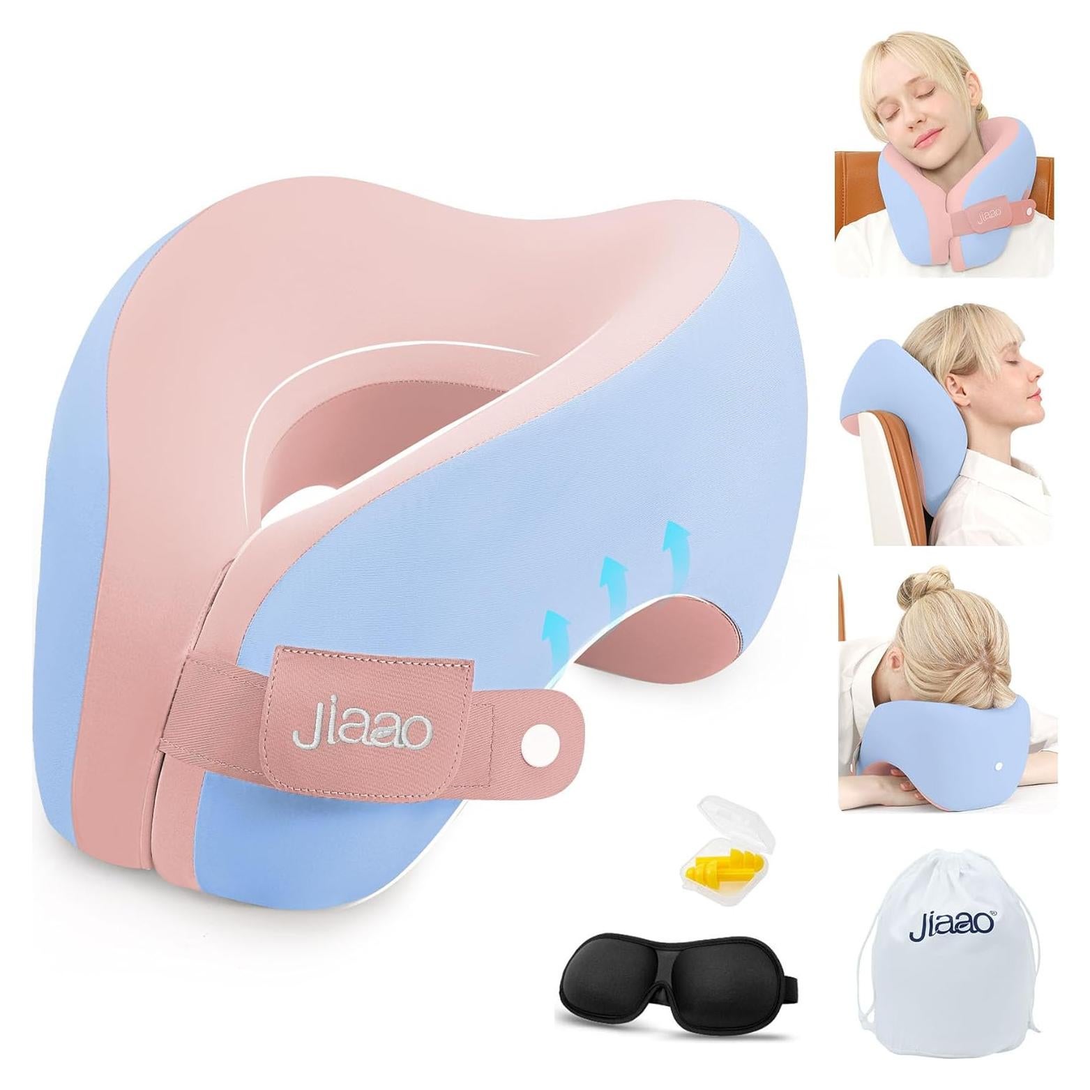 Almohada de Cuello Jiaao Espuma Viscoelástica Azul Rosa