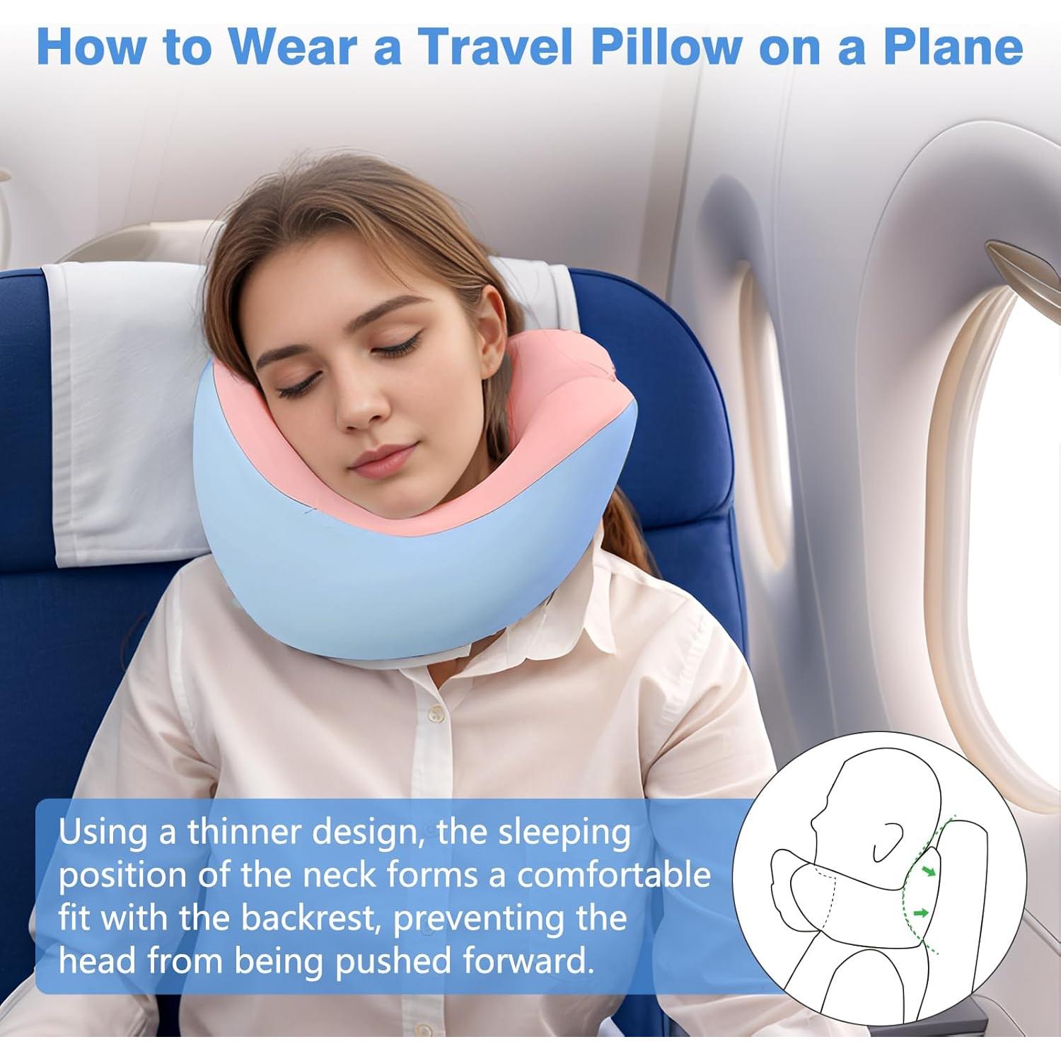 Almohada de Cuello Jiaao Espuma Viscoelástica Azul Rosa