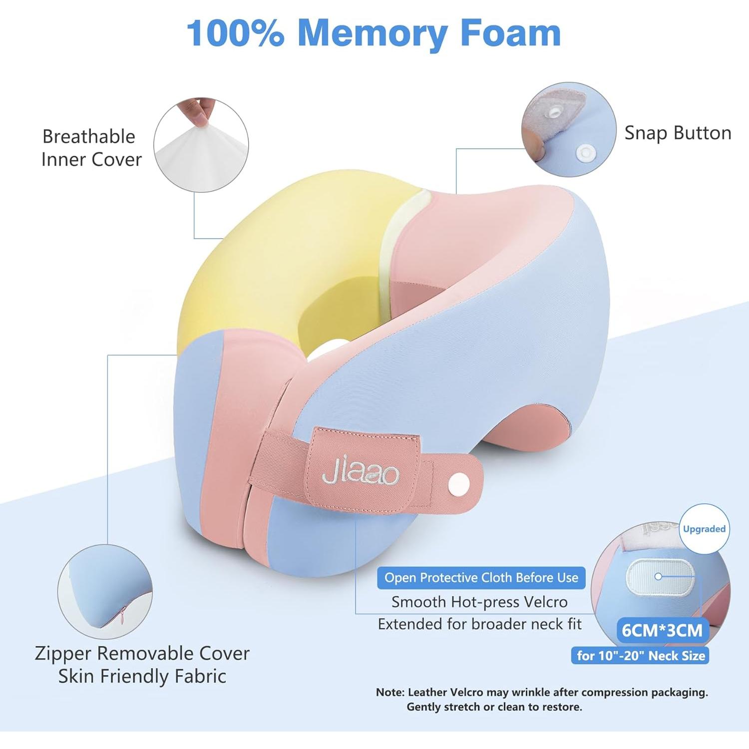 Almohada de Cuello Jiaao Espuma Viscoelástica Azul Rosa
