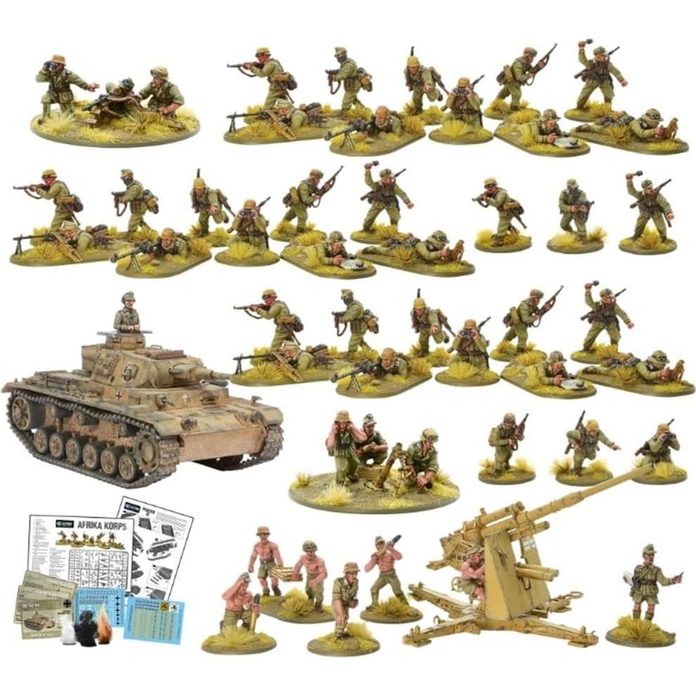Paquete de Miniaturas Warlord Afrika Korps 1:56 - 36 Figuras Pintables