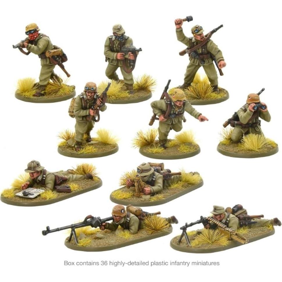 Paquete de Miniaturas Warlord Afrika Korps 1:56 - 36 Figuras Pintables
