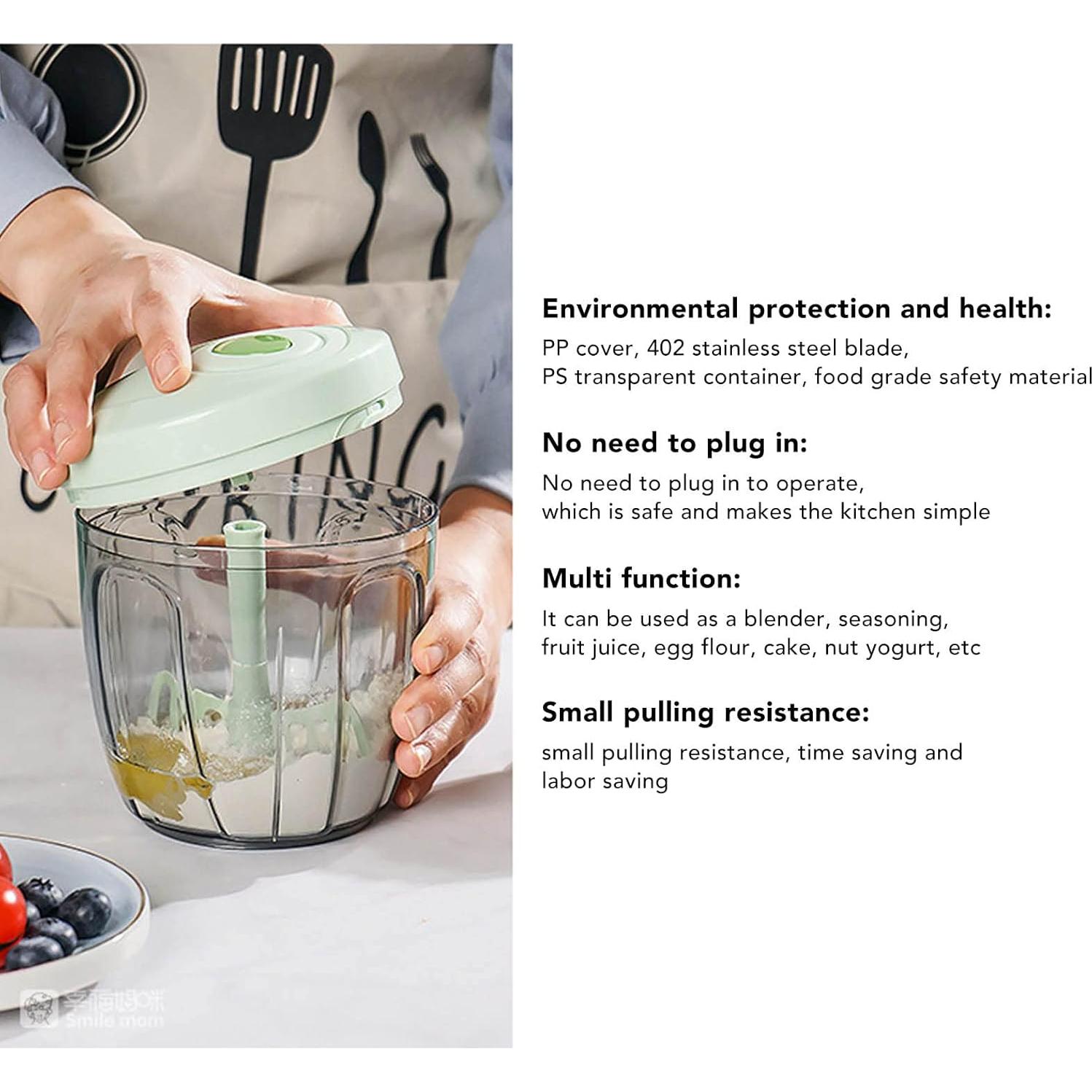 Picador de Alimentos Manual Miskall Verde 360g Multifuncional