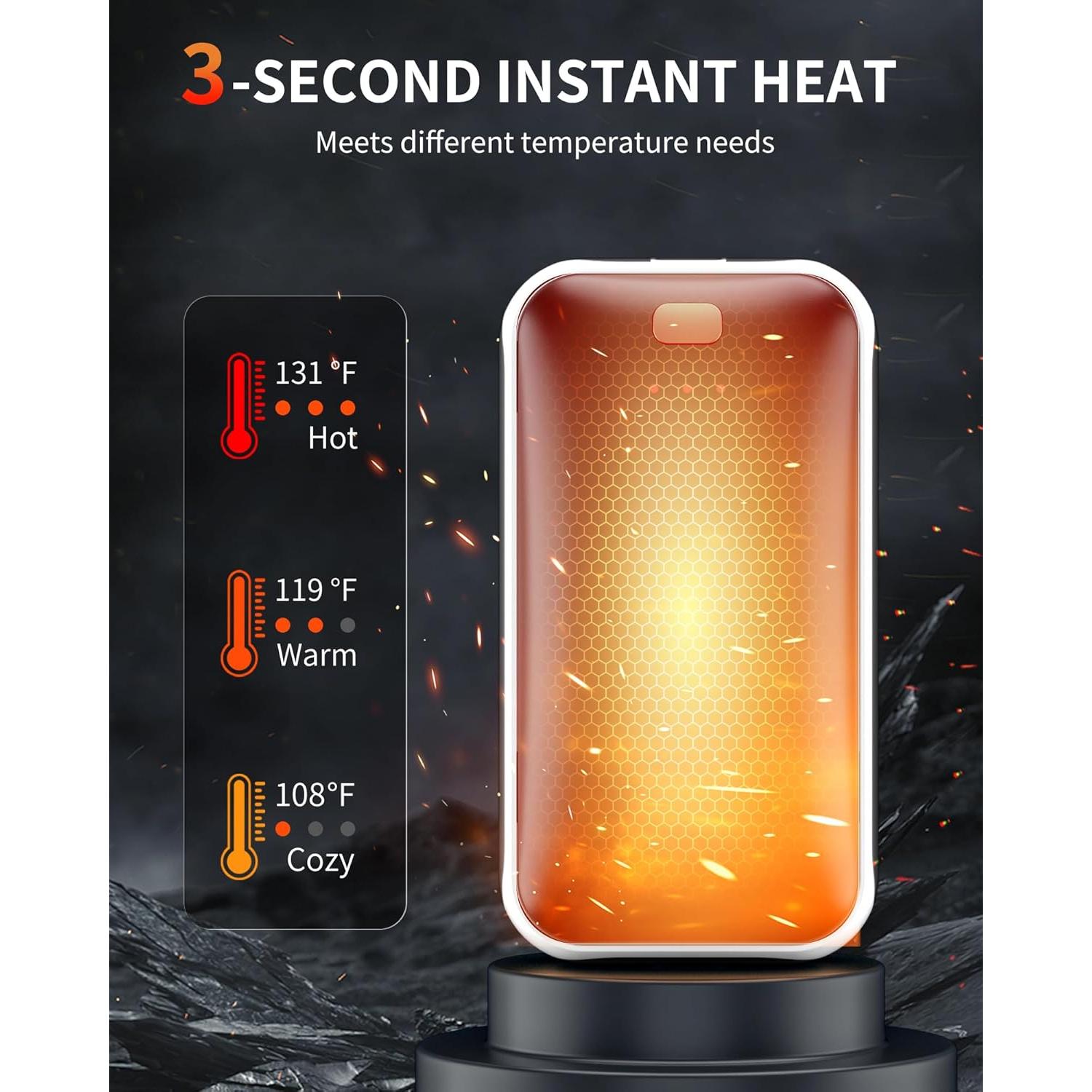 Calentadores de Manos Recargables Lerat A22 - 2 Paquete Negro