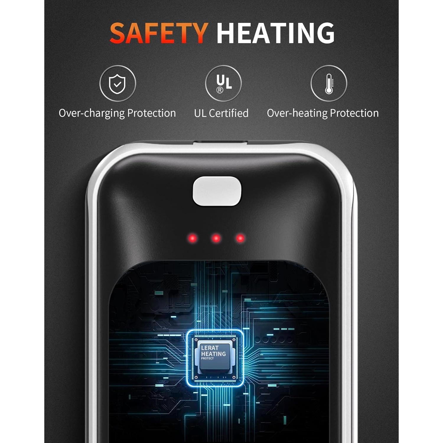 Calentadores de Manos Recargables Lerat A22 - 2 Paquete Negro