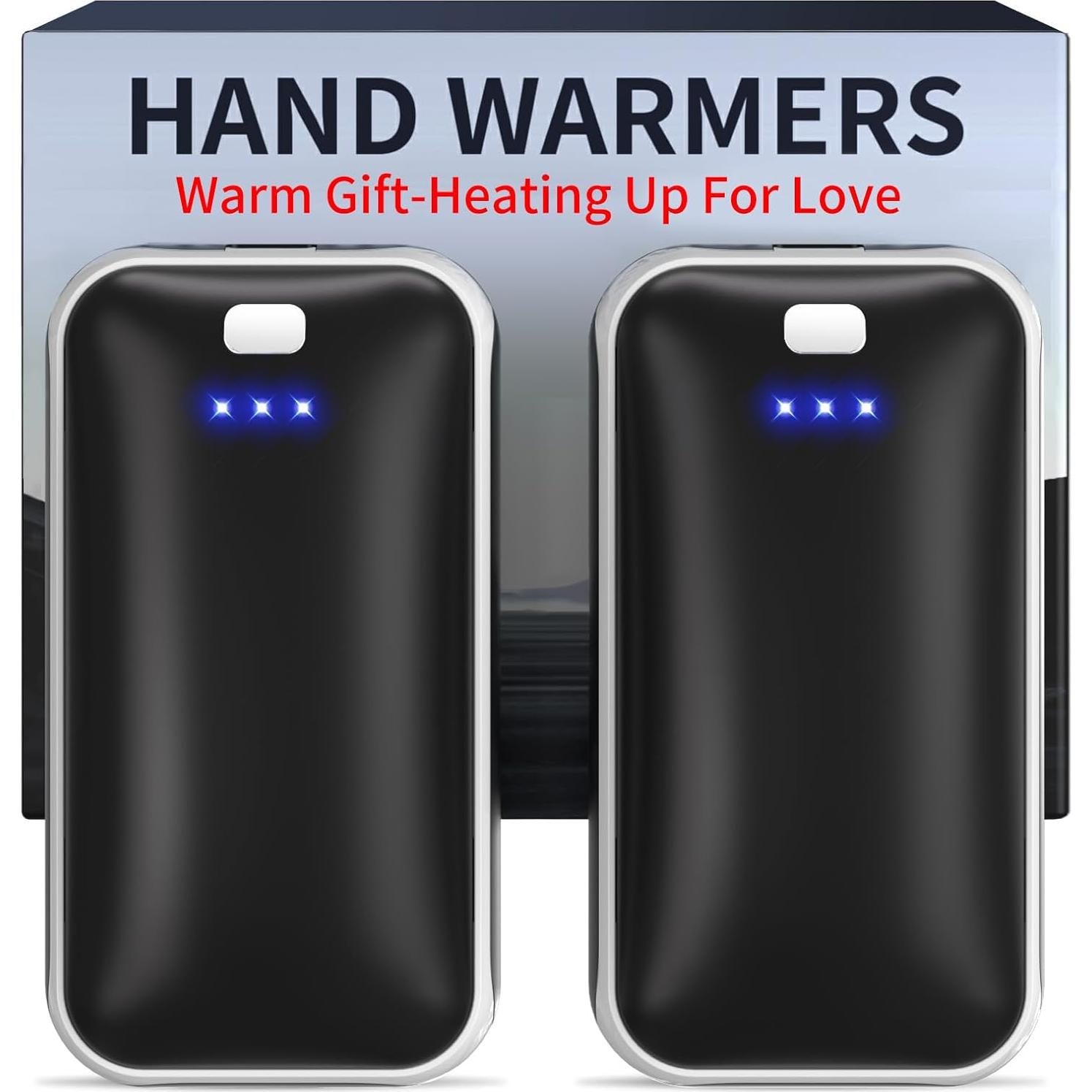 Calentadores de Manos Recargables Lerat A22 - 2 Paquete Negro