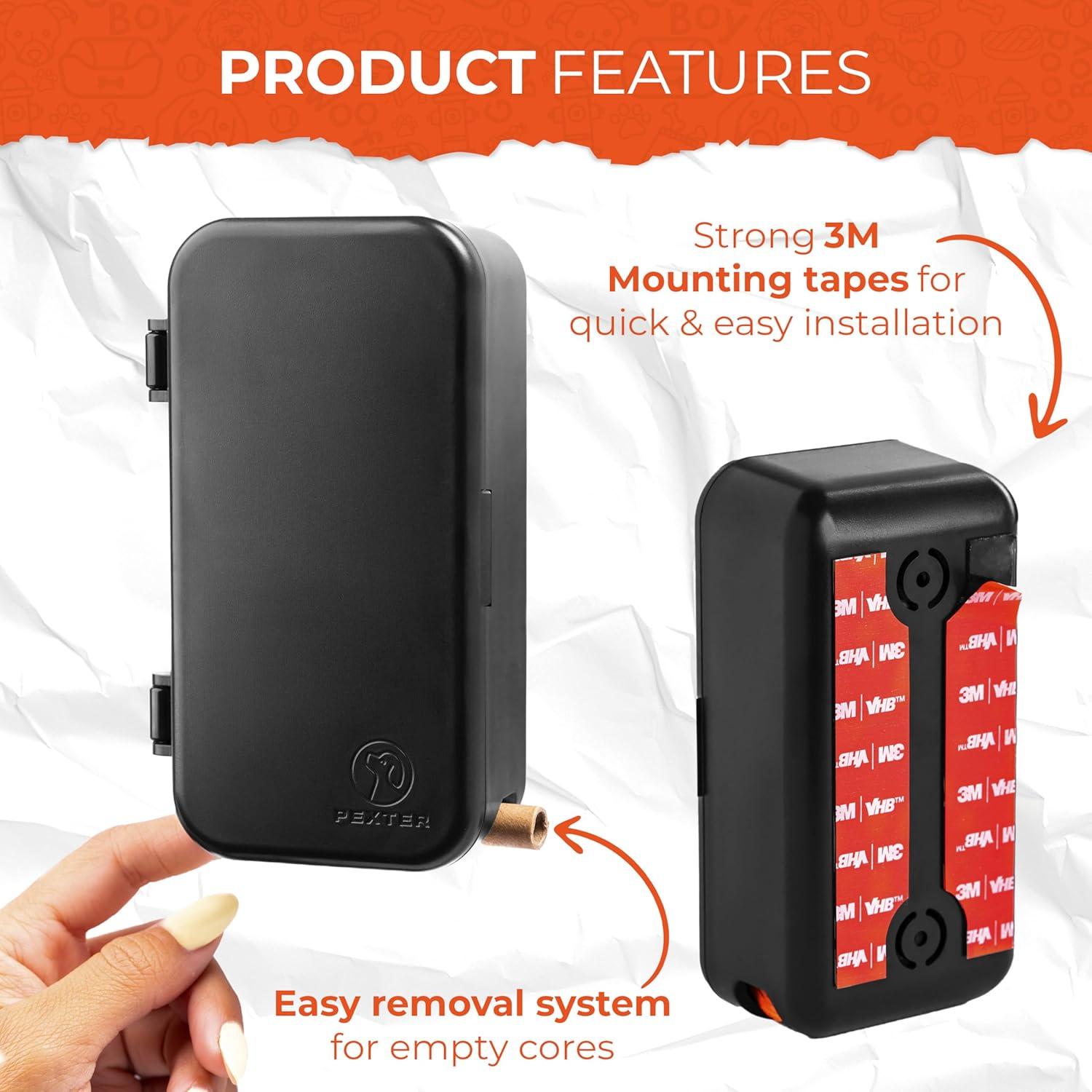 Dispensador de Bolsas de Excremento Pexter Negro - Montaje en Pared