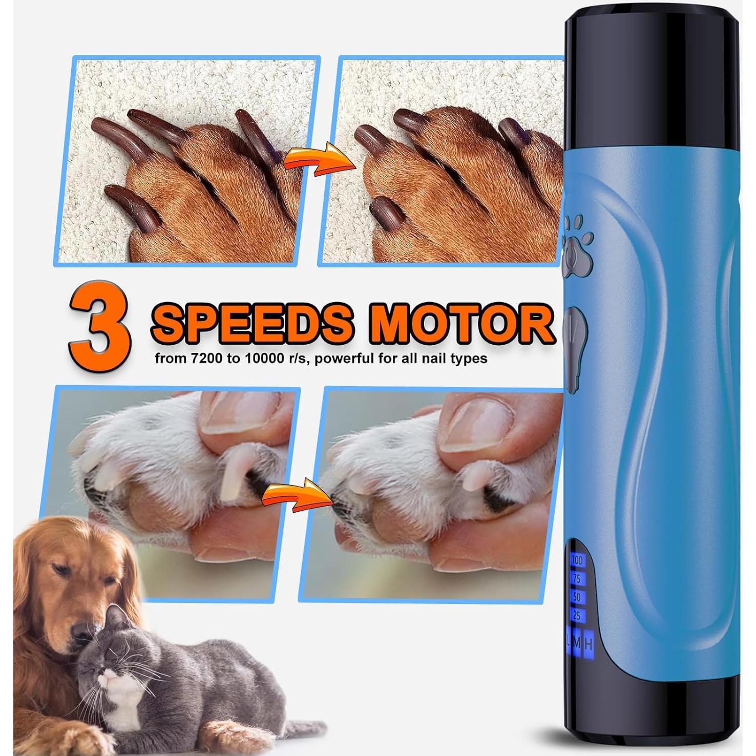 Amoladora de Uñas para Perros YABIFE NLQ-P007 Recargable 3 Velocidades
