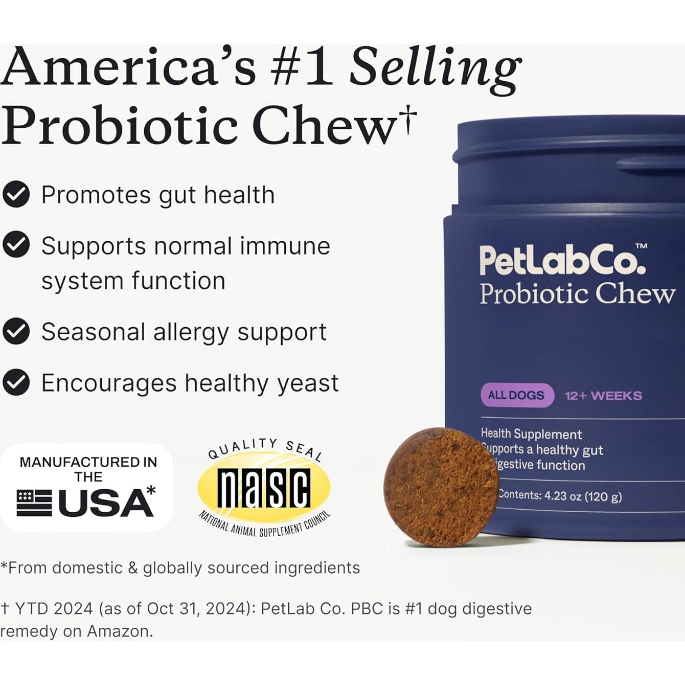 Probioticos para Perros PetLab Co. Sabor Cerdo 30 Masticables