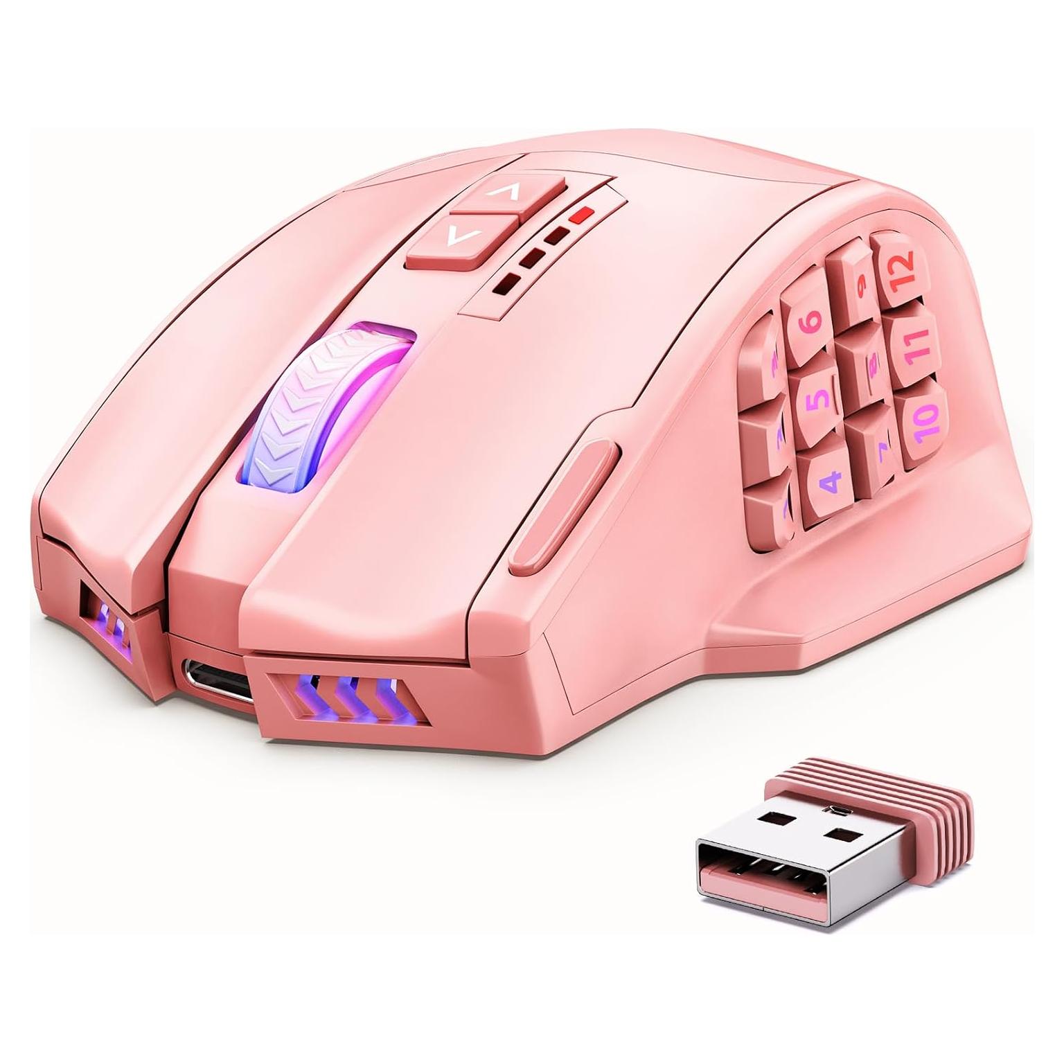 Ratón Gaming Inalámbrico UtechSmart Venus Pro Rosa 16000 DPI