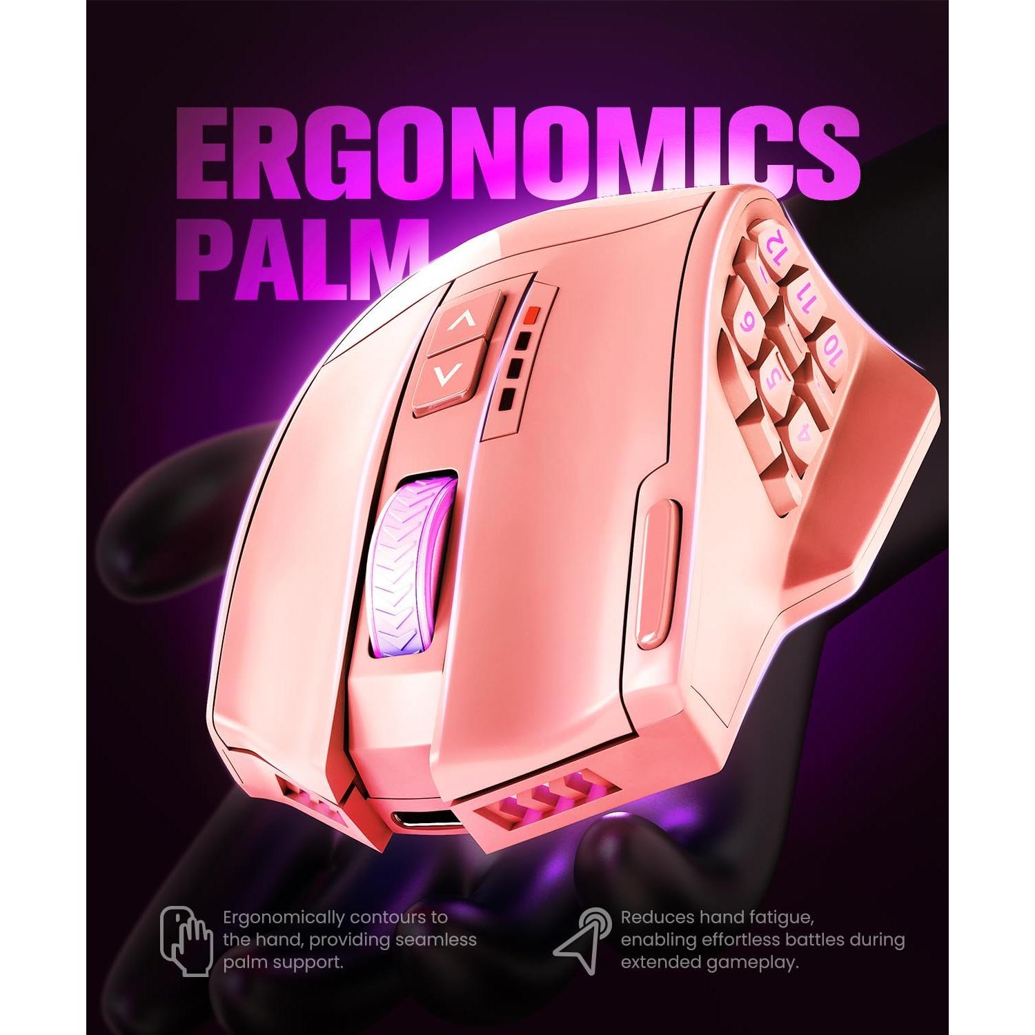 Ratón Gaming Inalámbrico UtechSmart Venus Pro Rosa 16000 DPI