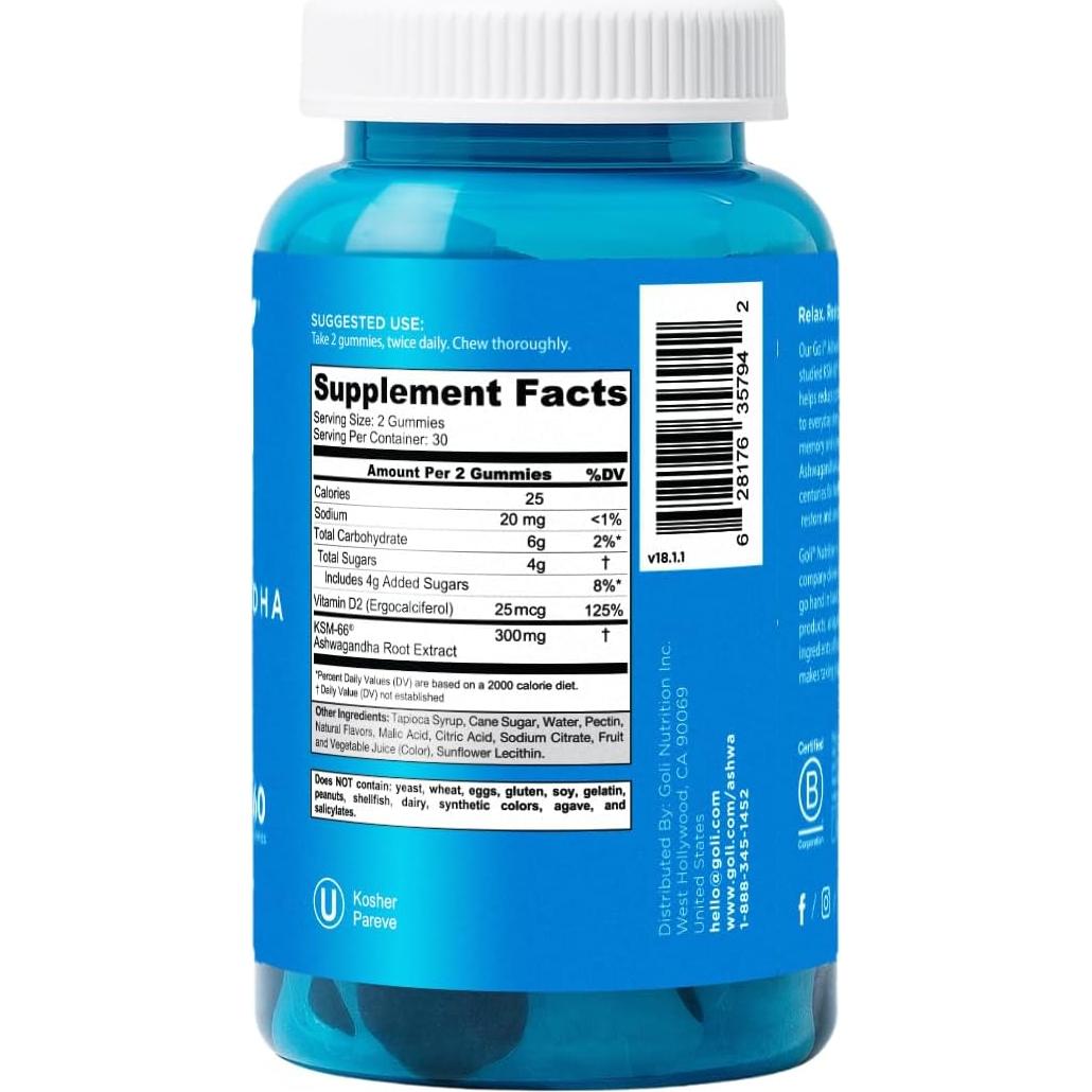 Goli Ashwagandha Gummy 120 Unidades Frutos Mixtos Vegano