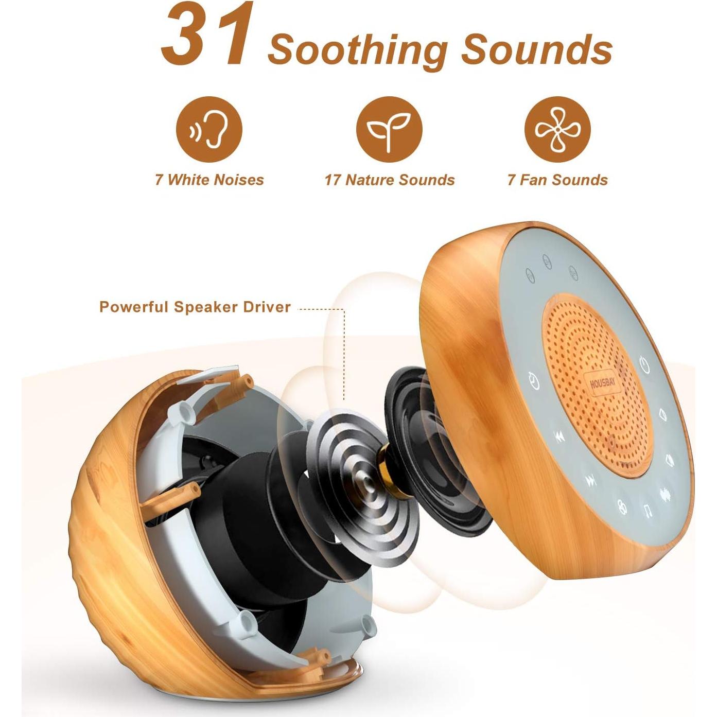 Máquina de Ruido Blanco Housbay WS50S 31 Sonidos Relajantes