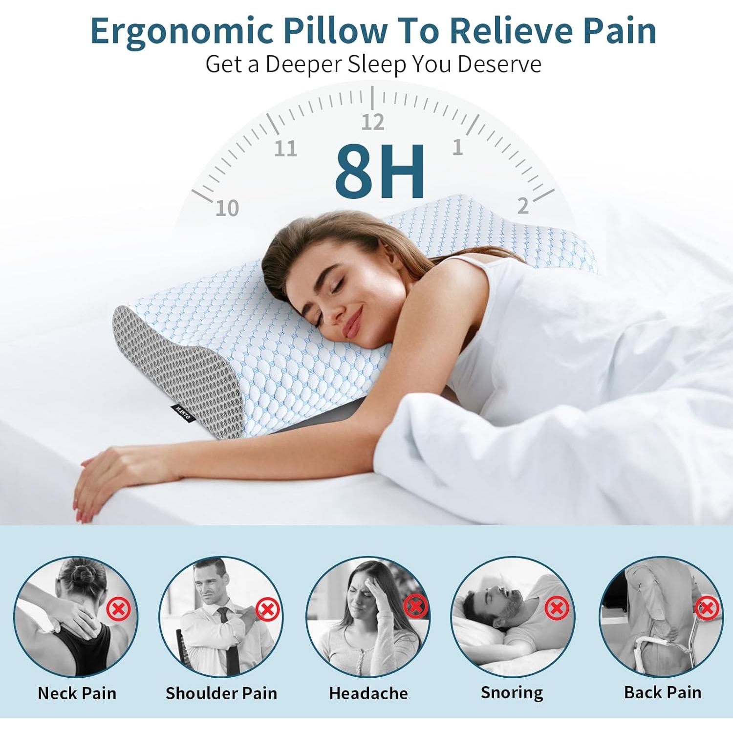 Almohada Cervical Ylekto Espuma Viscoelástica 61x35cm Ajustable