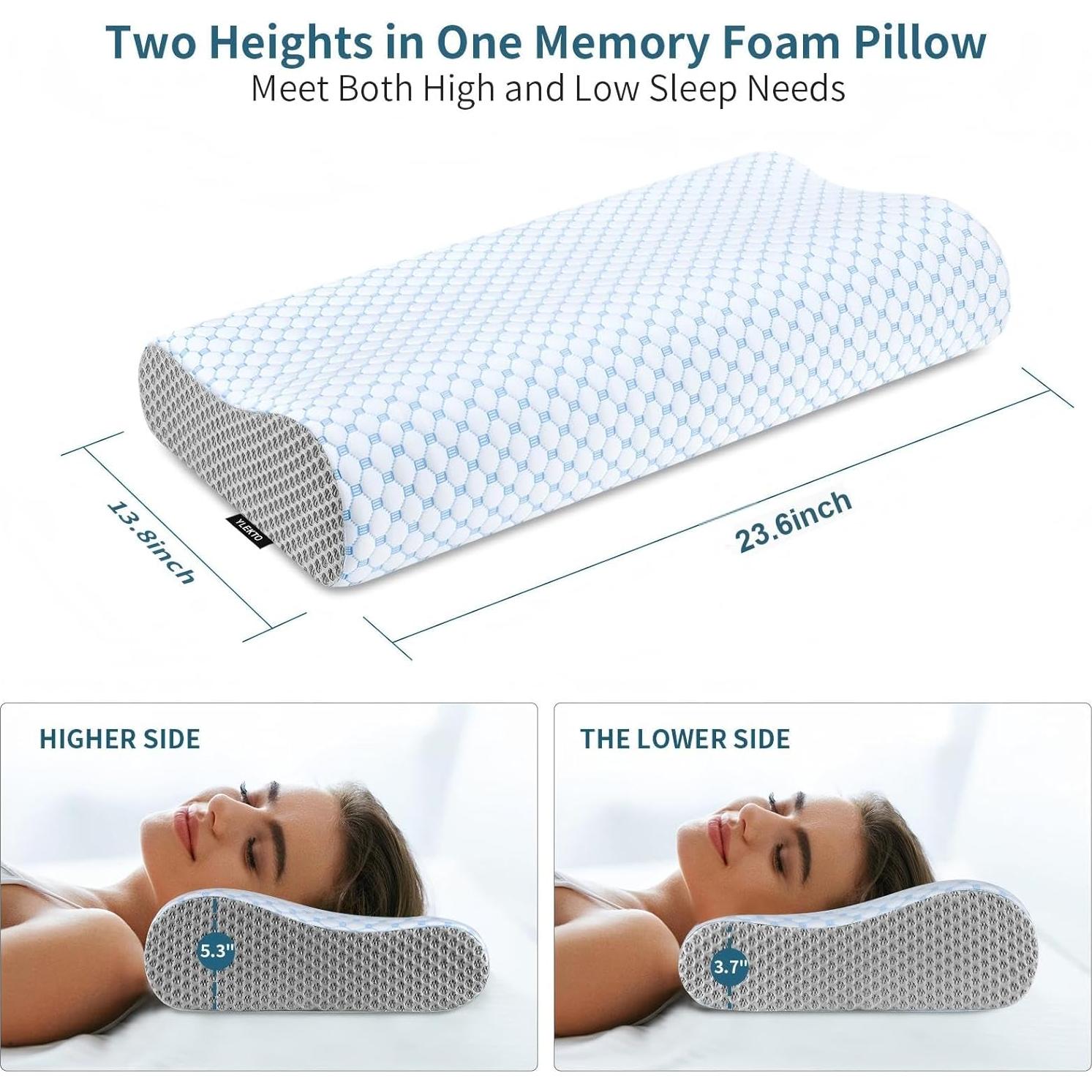 Almohada Cervical Ylekto Espuma Viscoelástica 61x35cm Ajustable