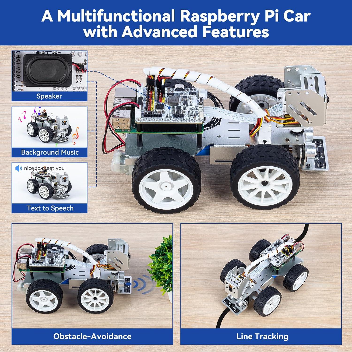 Kit Coche Robot AI PiCar-X SunFounder para Raspberry Pi 5/4/3B+