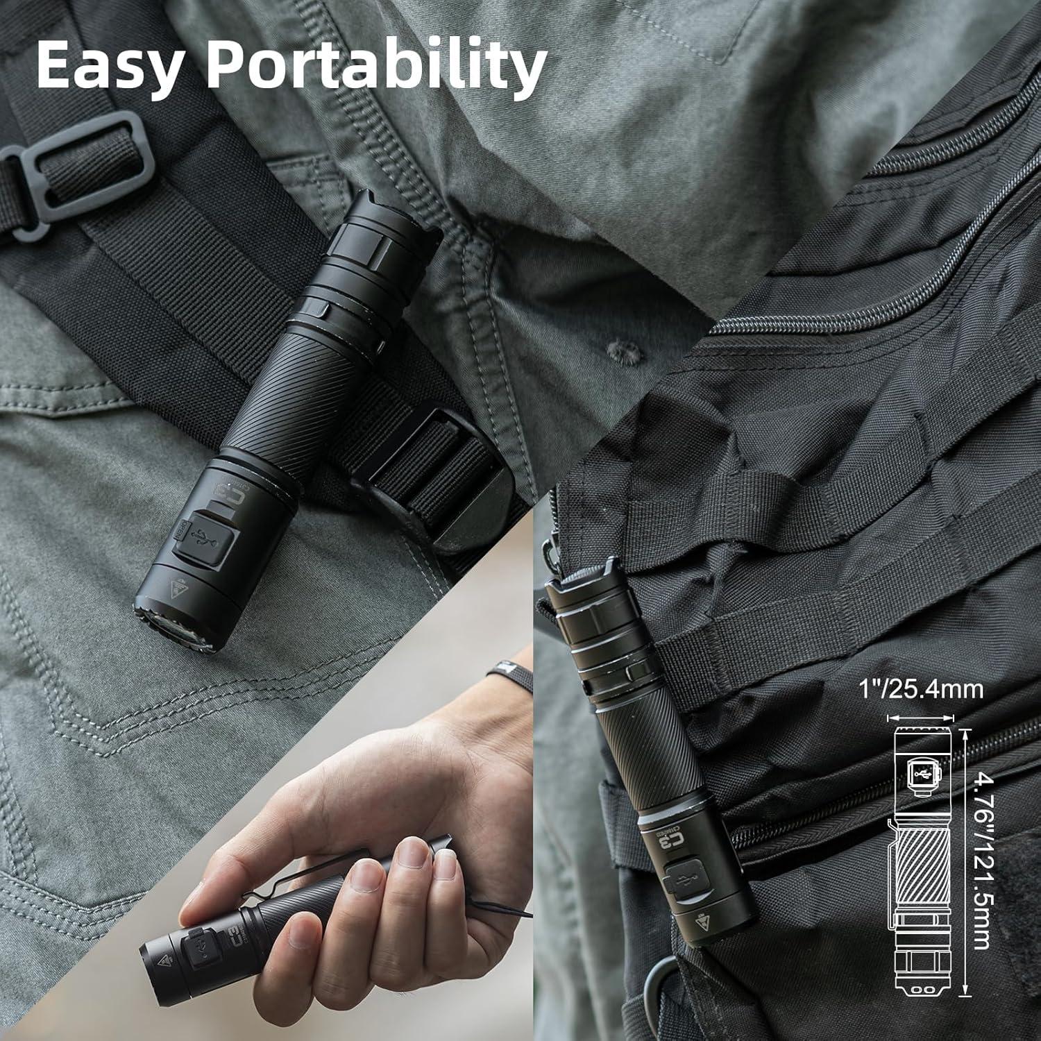 Linterna Recargable WUBEN C3 1200 Lúmenes LED IP68 Camping