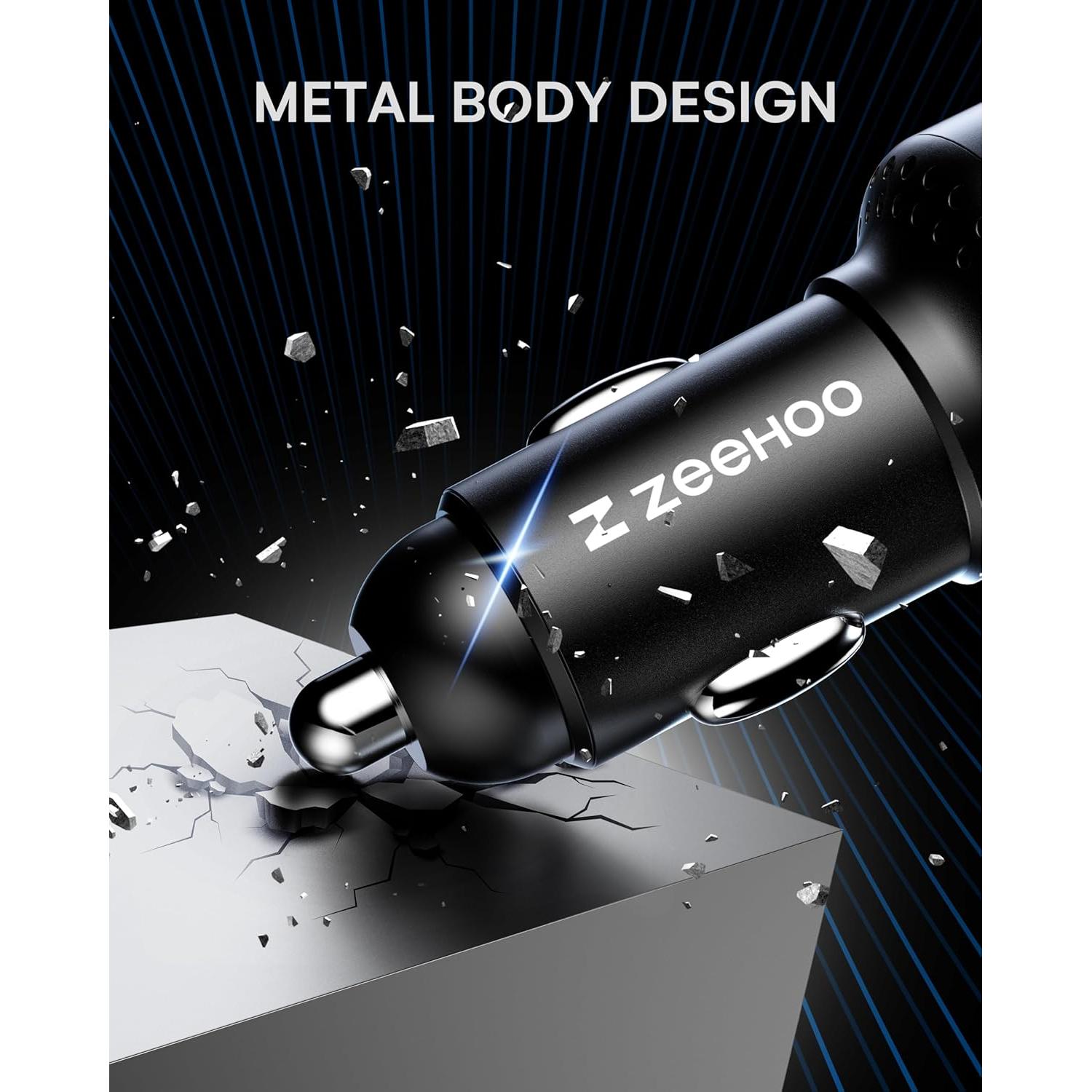 Cargador de Coche ZEEHOO USB C 95W Rápido para iPhone y Samsung