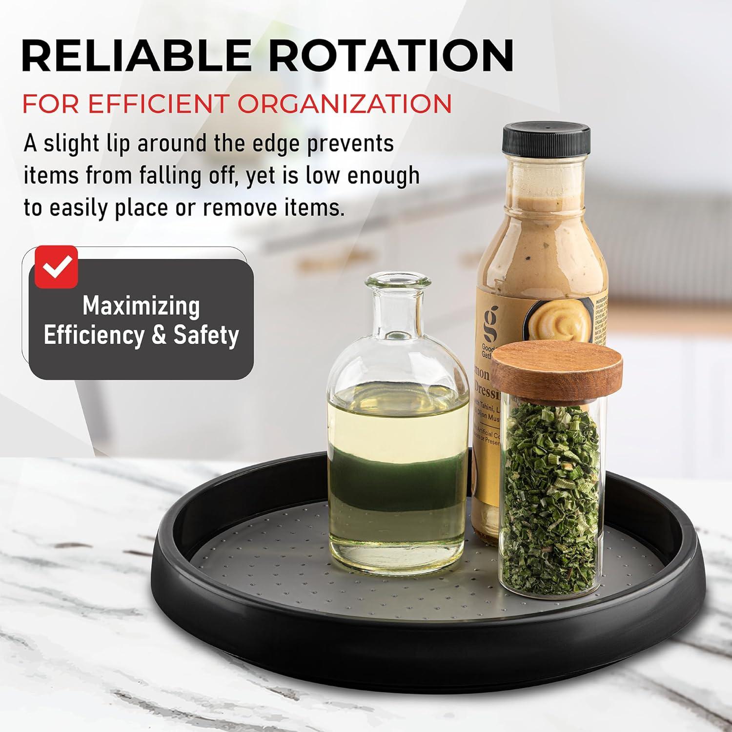 Plato Giratorio Antideslizante Oizeir 25.4 cm Set de 4 Negro