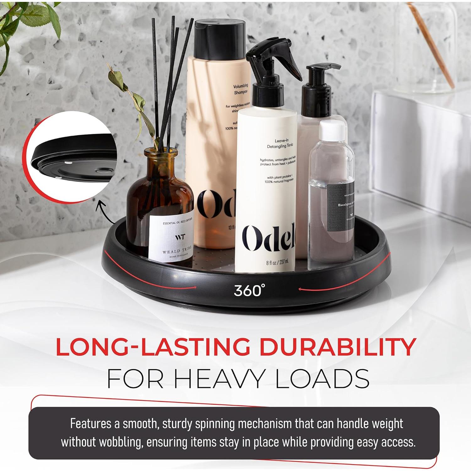 Plato Giratorio Antideslizante Oizeir 25.4 cm Set de 4 Negro