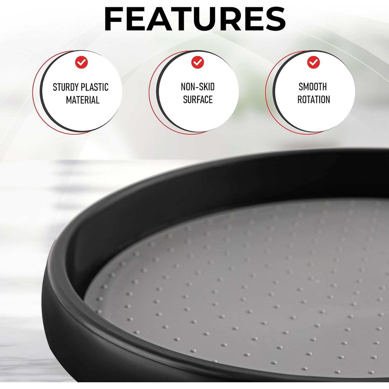 Plato Giratorio Antideslizante Oizeir 25.4 cm Set de 4 Negro