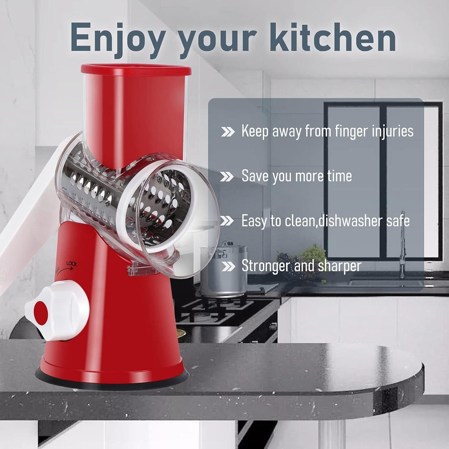 Rallador de Queso Rotativo KEOUKE 3 Cuchillas Intercambiables