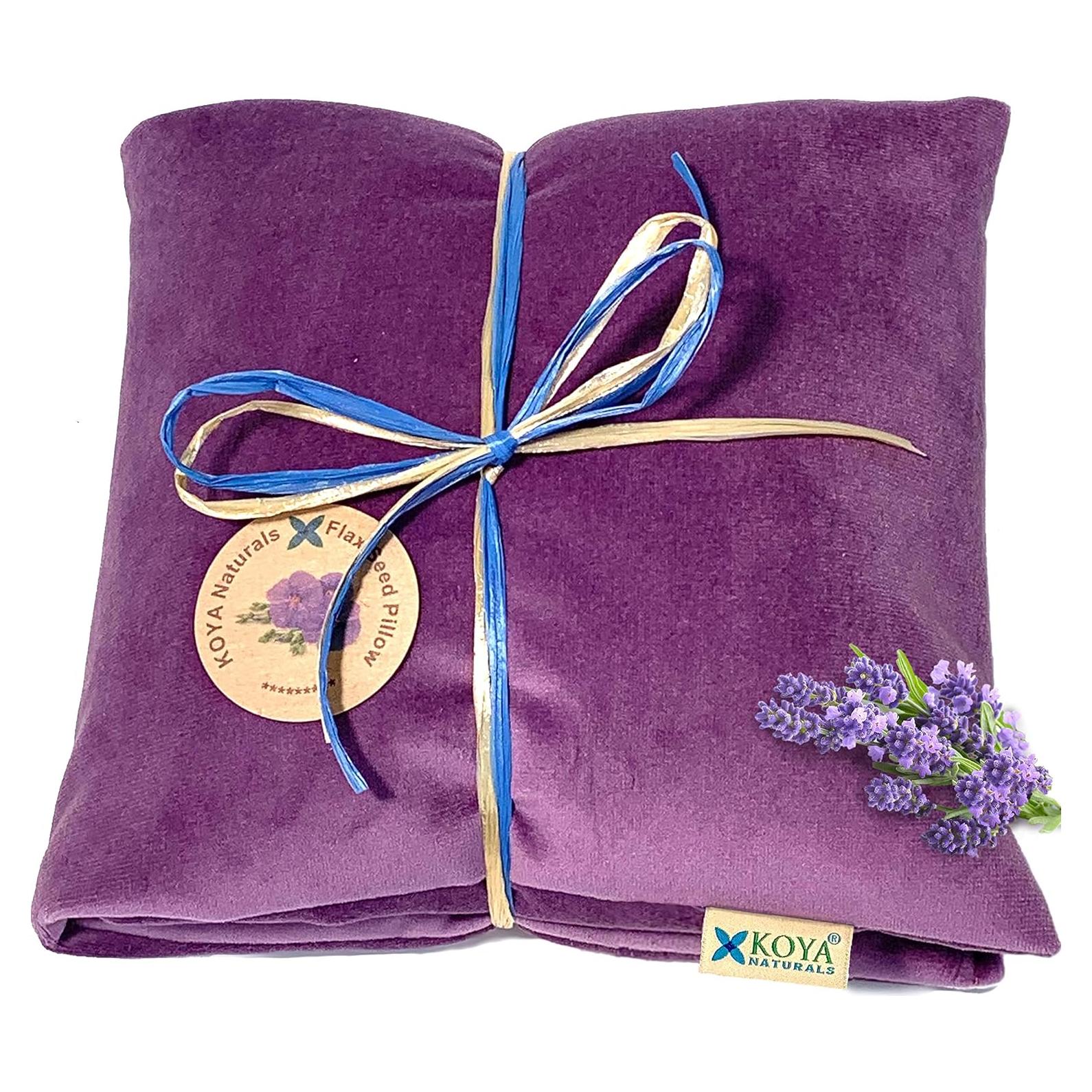 Almohada Térmica Koya Naturals de Semillas de Lino con Lavanda - 38x19cm - Color Púrpura