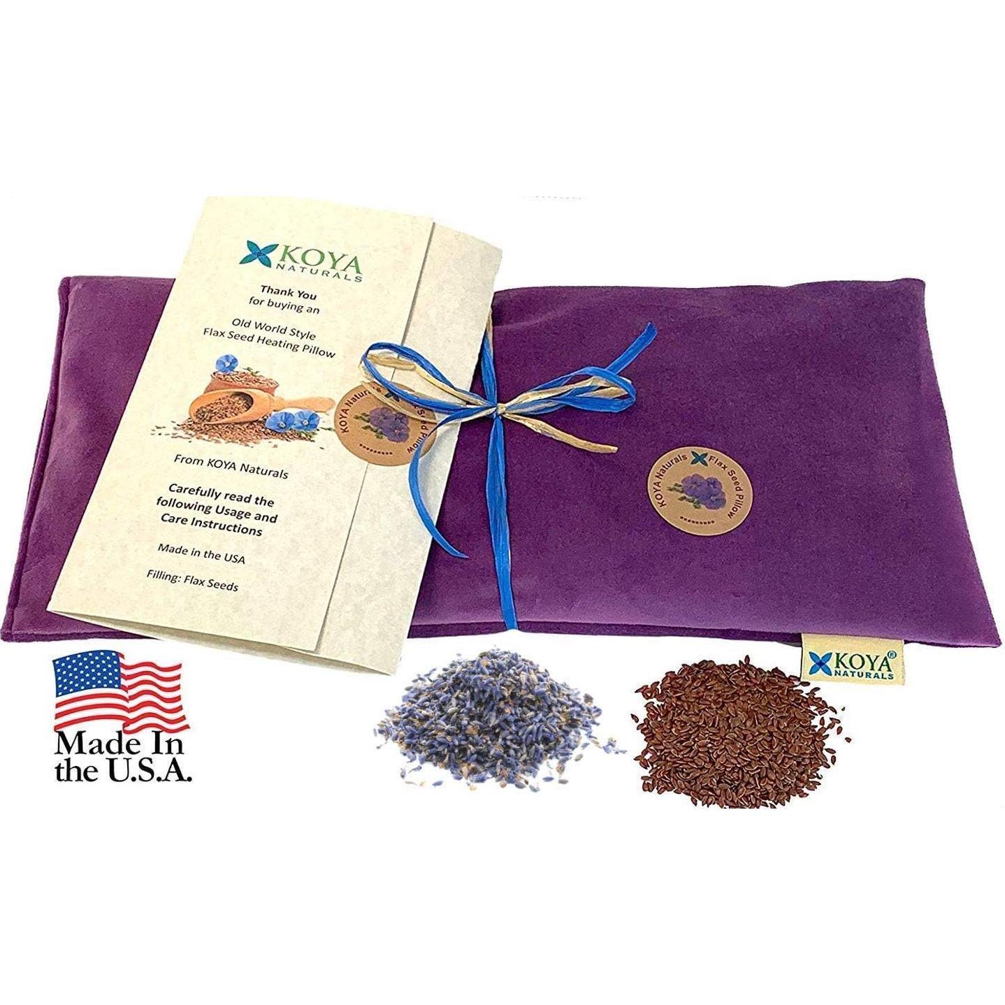 Almohada Térmica Koya Naturals de Semillas de Lino con Lavanda - 38x19cm - Color Púrpura