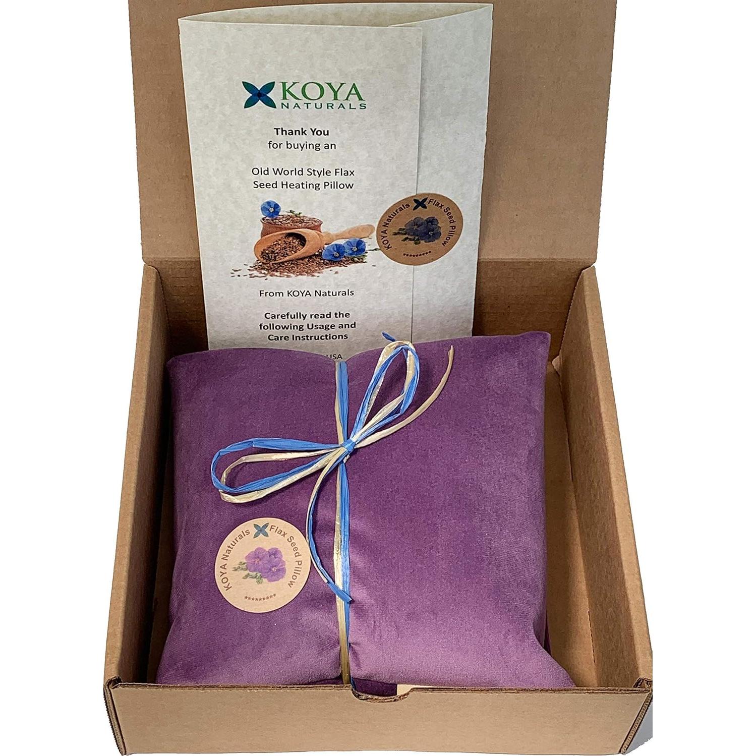 Almohada Térmica Koya Naturals de Semillas de Lino con Lavanda - 38x19cm - Color Púrpura