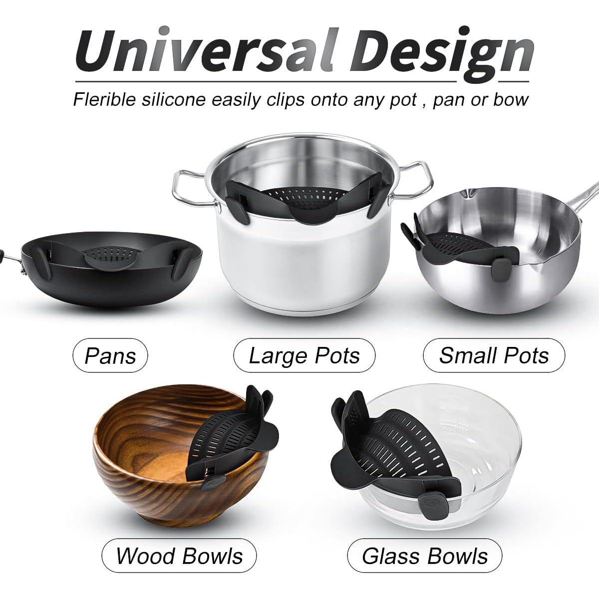 Colador Clip-On Starkitchen de Silicona Resistente al Calor - Negro