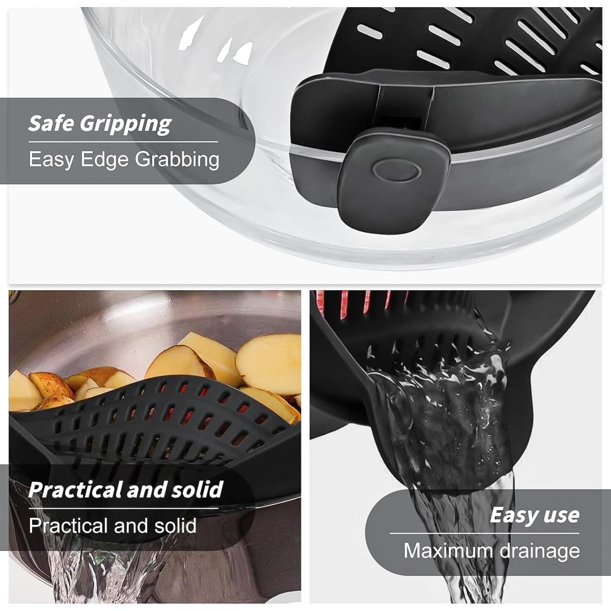 Colador Clip-On Starkitchen de Silicona Resistente al Calor - Negro
